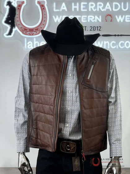 Cuadra Mens chaleco cordero Victor Flores cafe zipper JC228