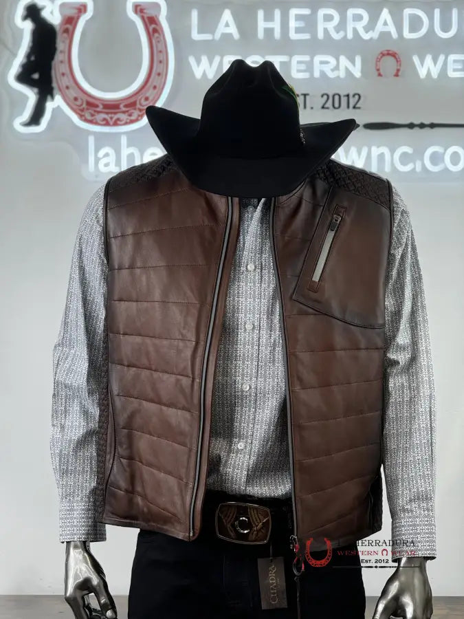 Cuadra Mens Chaleco Cordero Victor Flores Cafe Zipper Ropa Hombres