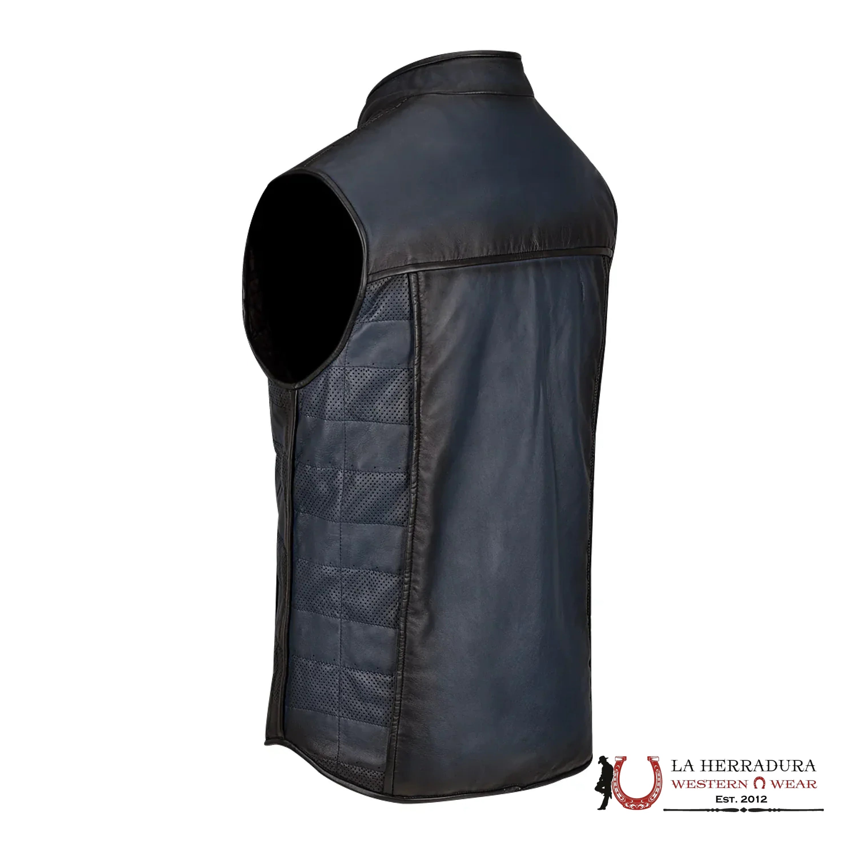 Cuadra Mens Doble View Blue Leather Vest Ropa Hombres