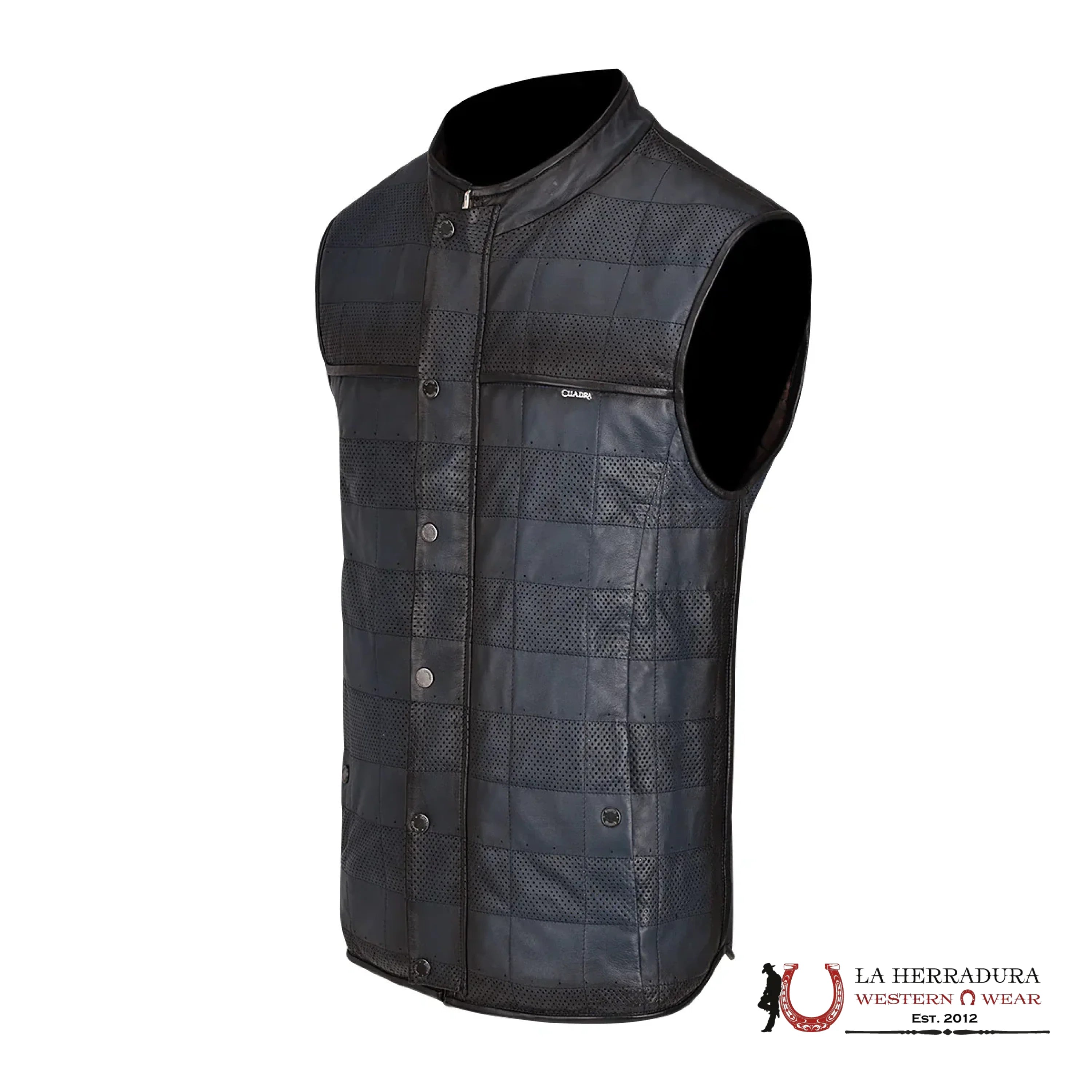 Cuadra Mens Doble View Blue Leather Vest Ropa Hombres