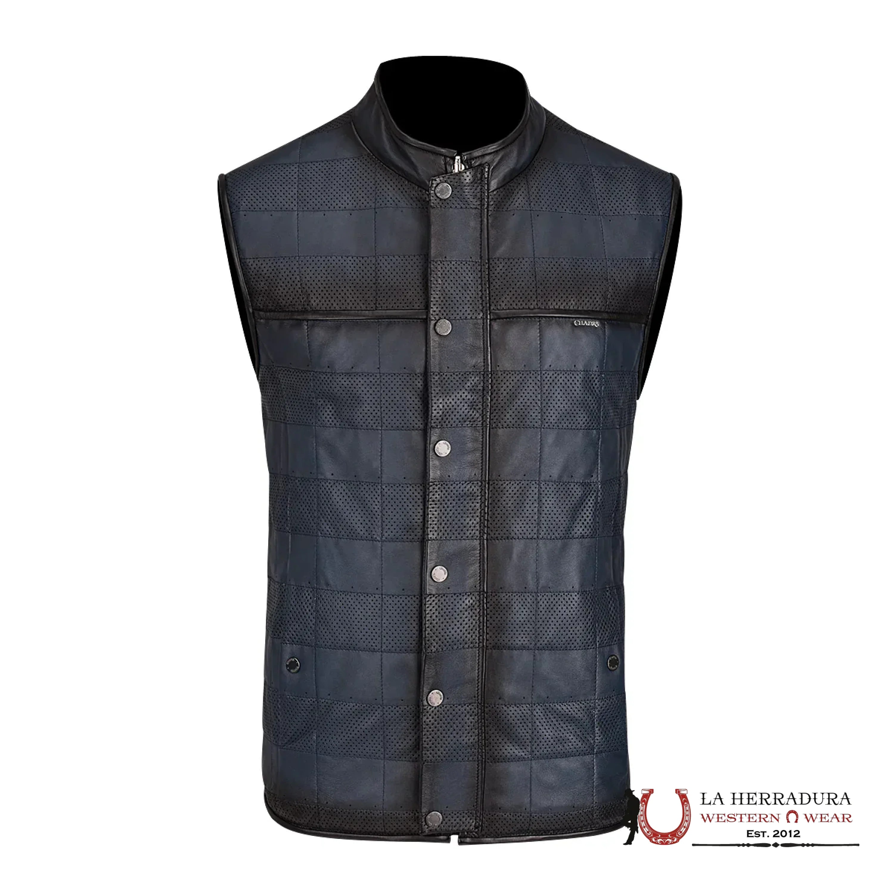 Cuadra Mens Doble View Blue Leather Vest Ropa Hombres