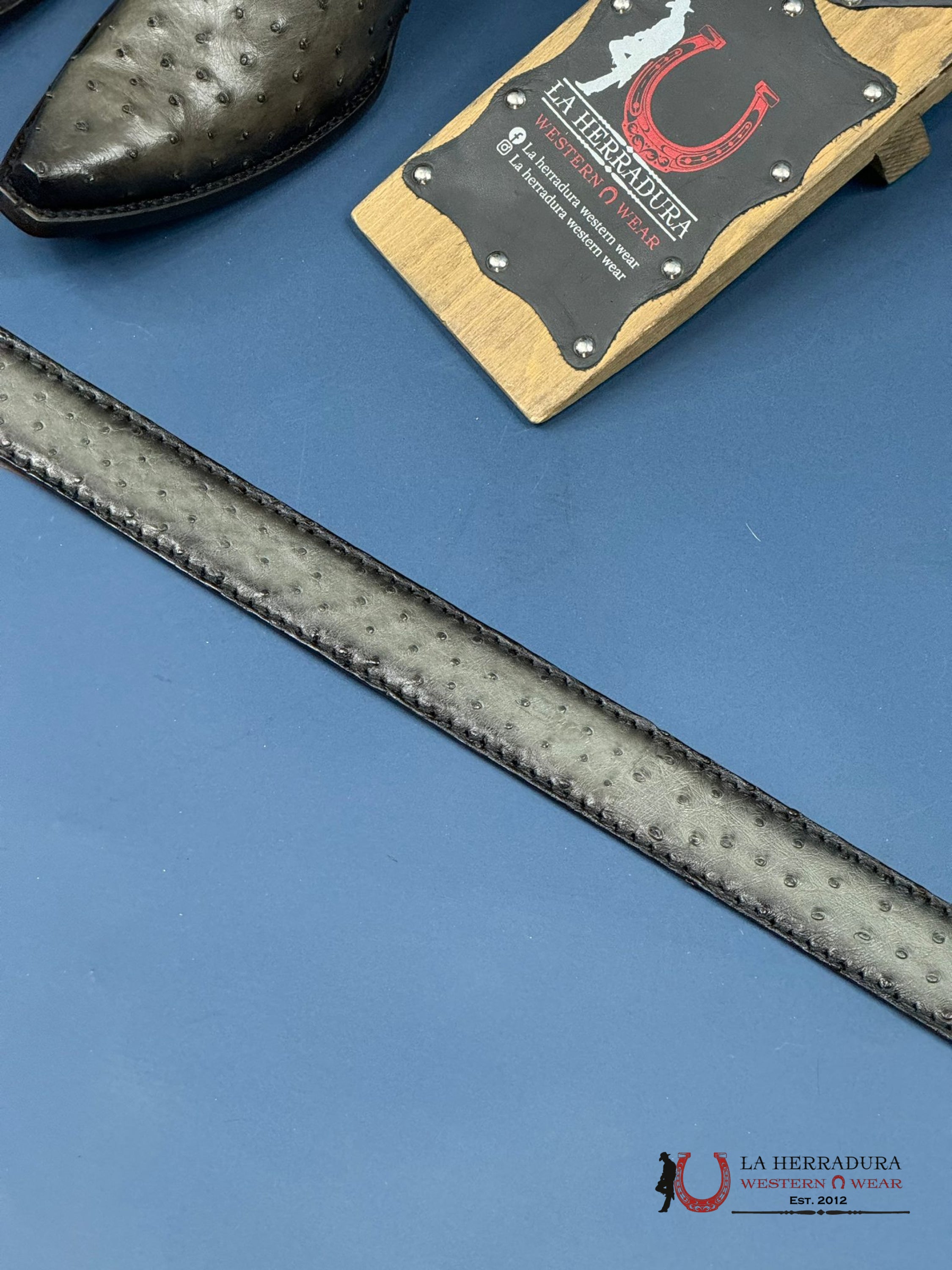 Cuadra Ostrich Complete Grey Belt Cinturones Hombres