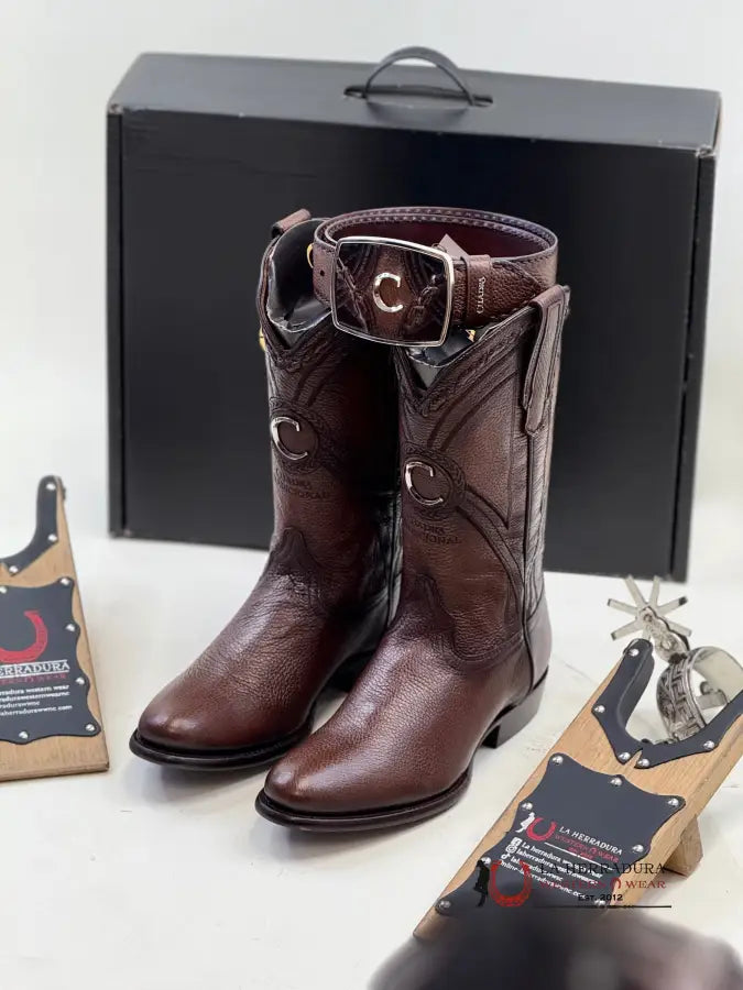 Cuadra Oval Bota De Venado Varyo Miel Botas Hombres