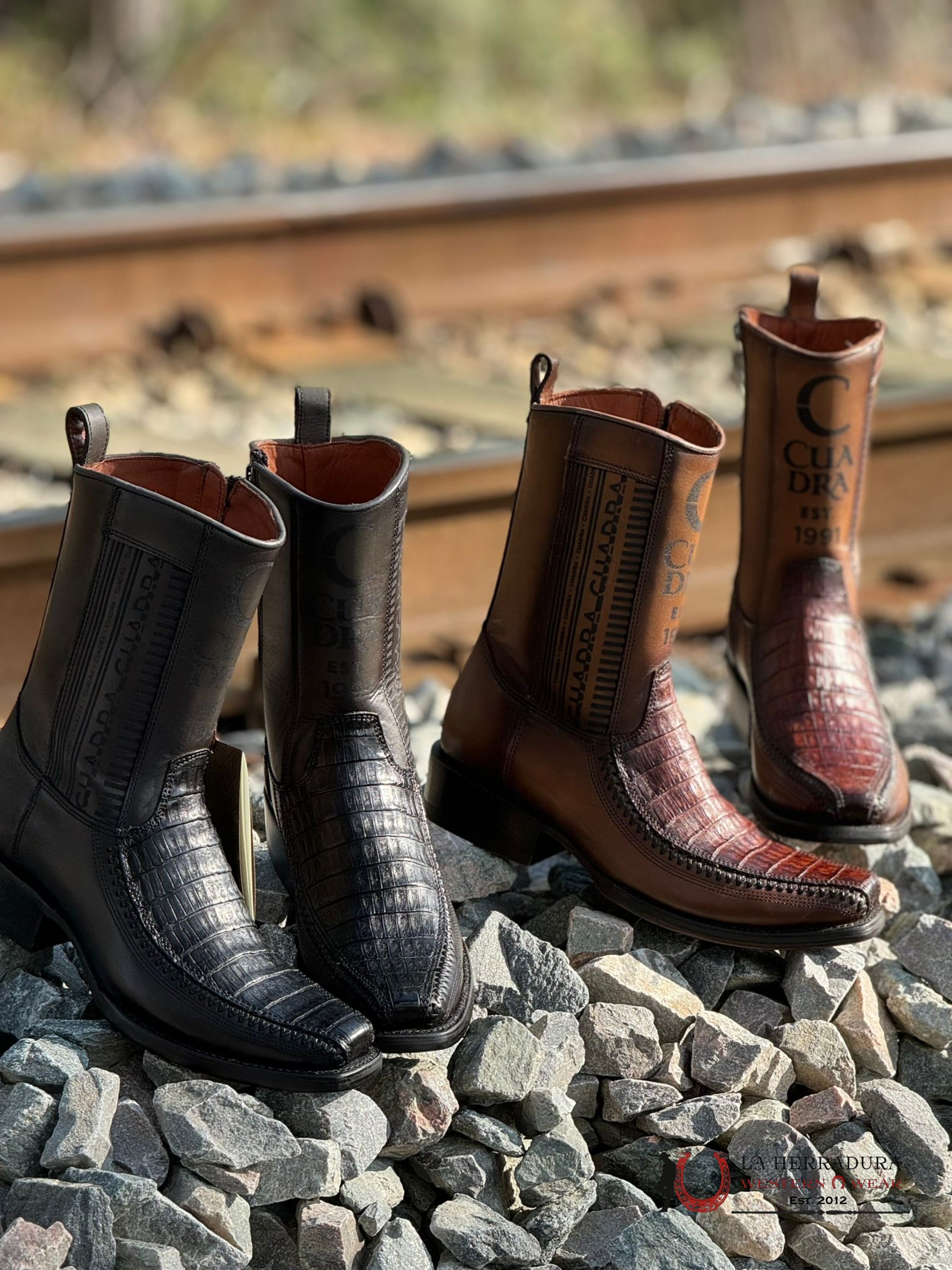Cuadra Short Boot Almond Laser & Woven Fuscus Cola Caiman Narrow Square Toe 1J2Kfy Botas Hombres