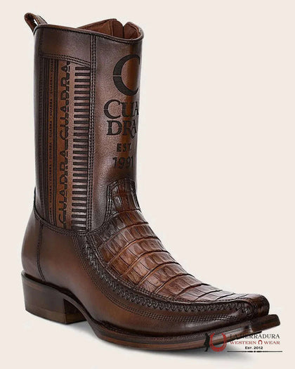CUADRA CU698 SHORT BOOT ALMOND LASER & WOVEN FUSCUS COLA CAIMAN NARROW SQUARE TOE CU698