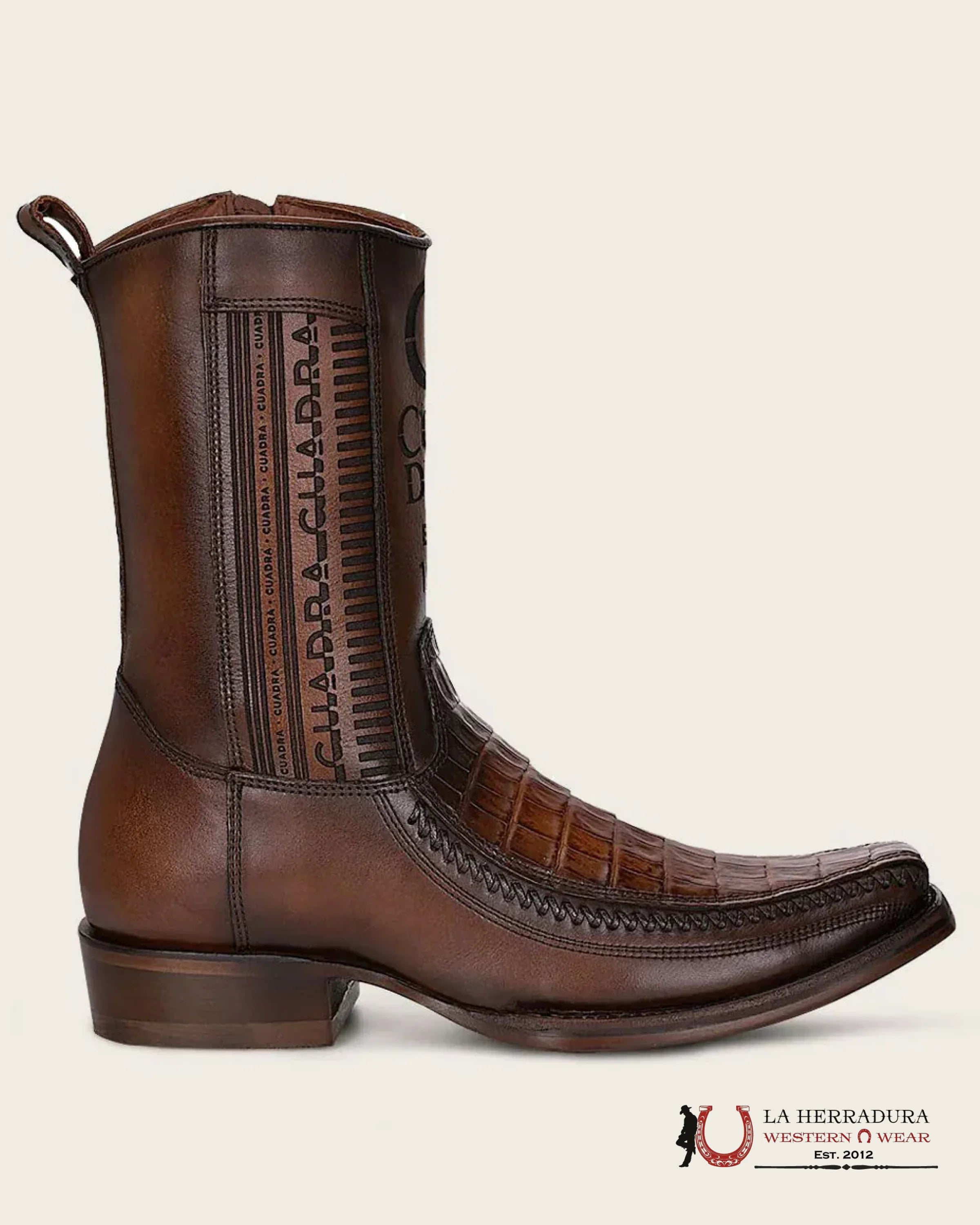 CUADRA SHORT BOOT ALMOND LASER & WOVEN FUSCUS COLA CAIMAN NARROW SQUARE TOE 1J2KFY BOTAS HOMBRES