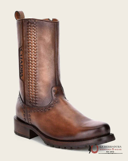 BOTA CORTA CUADRA DE PIEL DE RES CRUST PUNTA REDONDA DESSERT- CU499