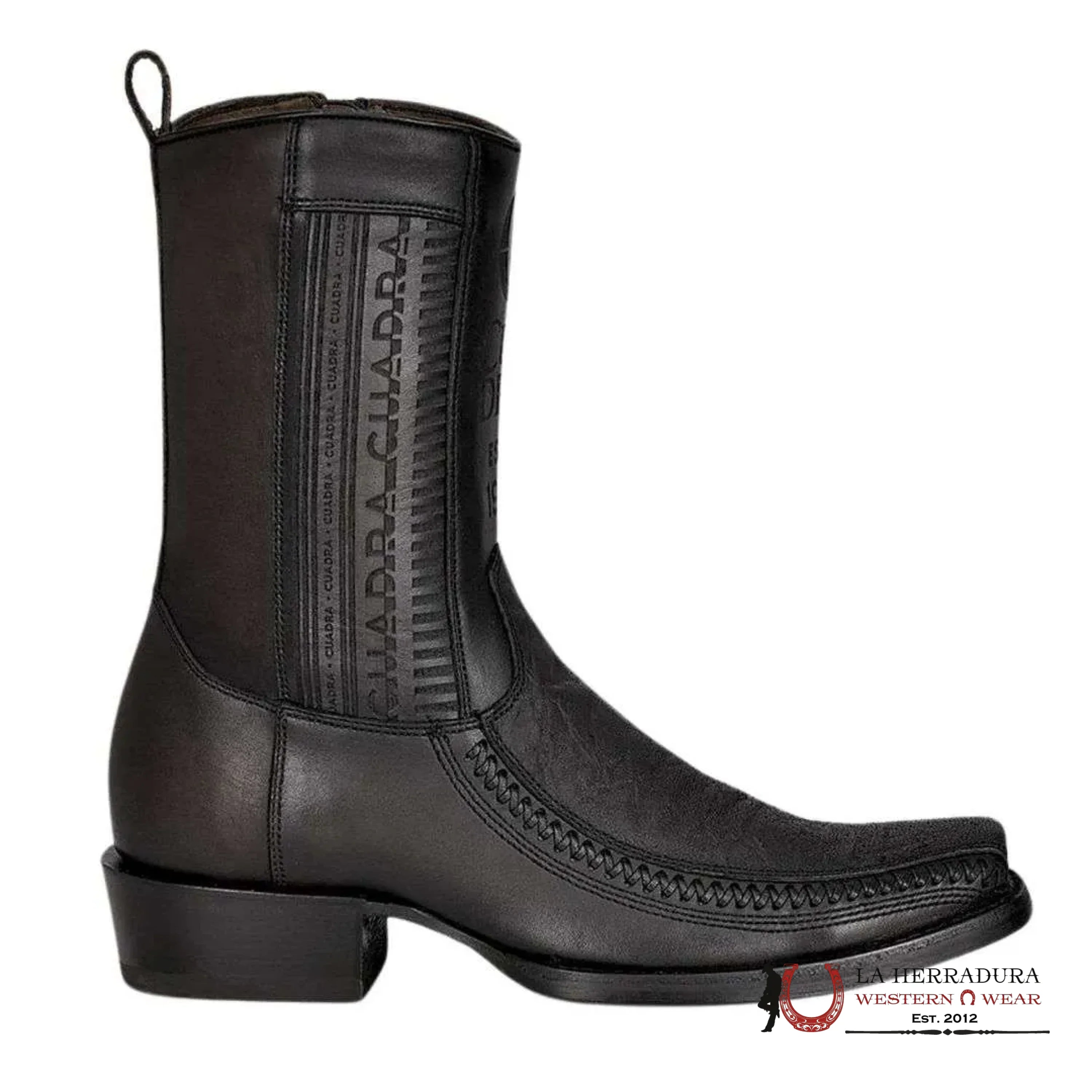 CUADRA SHORT BOOT ELEFANTE DUSTY BLACK LASER & WOVEN NARROW SQUARE TOE CU722 BOTAS HOMBRES