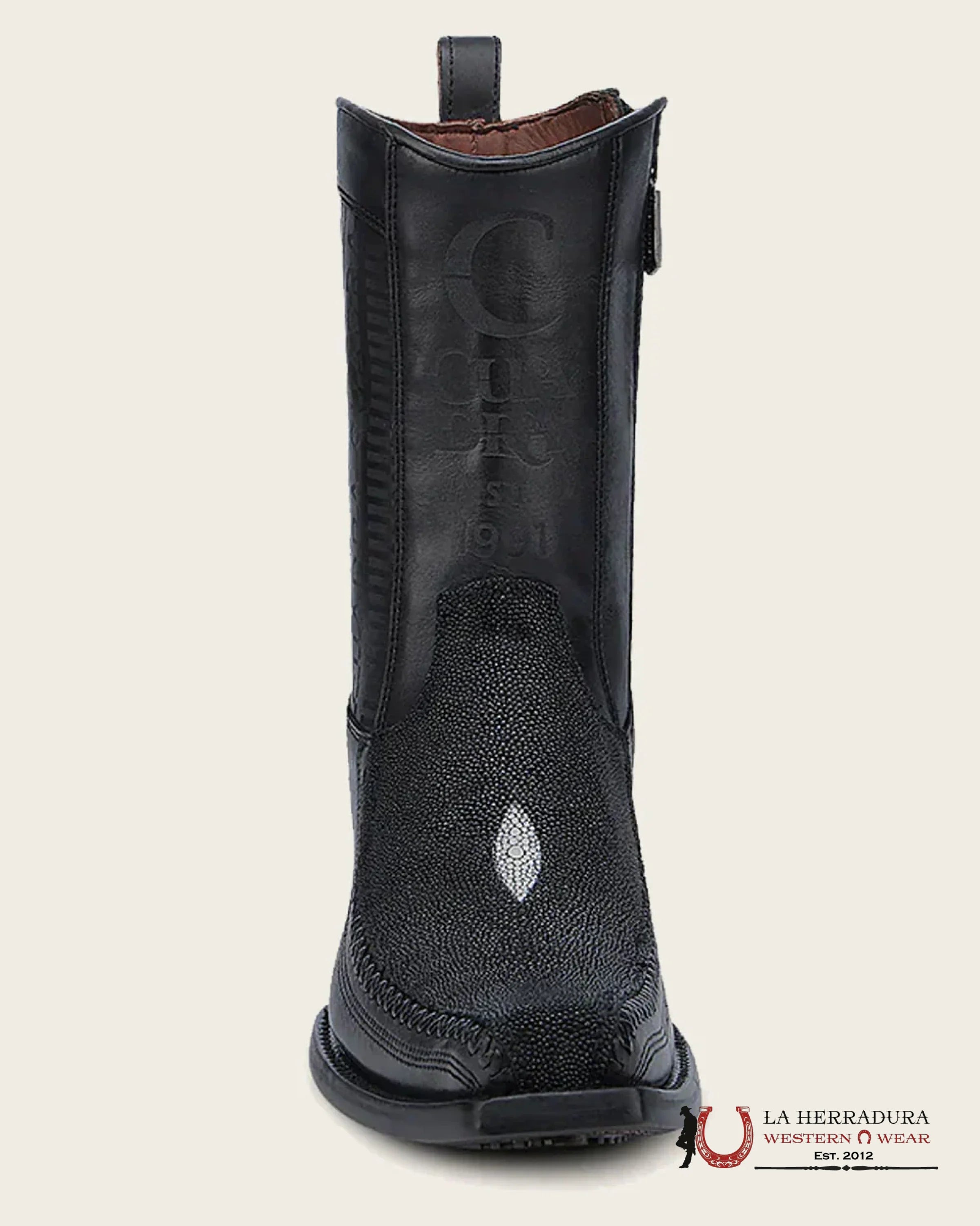 CUADRA SHORT BOOT MANTARRAYA BLACK LASER & WOVEN NARROW SQUARE TOE CU783 BOTAS HOMBRES