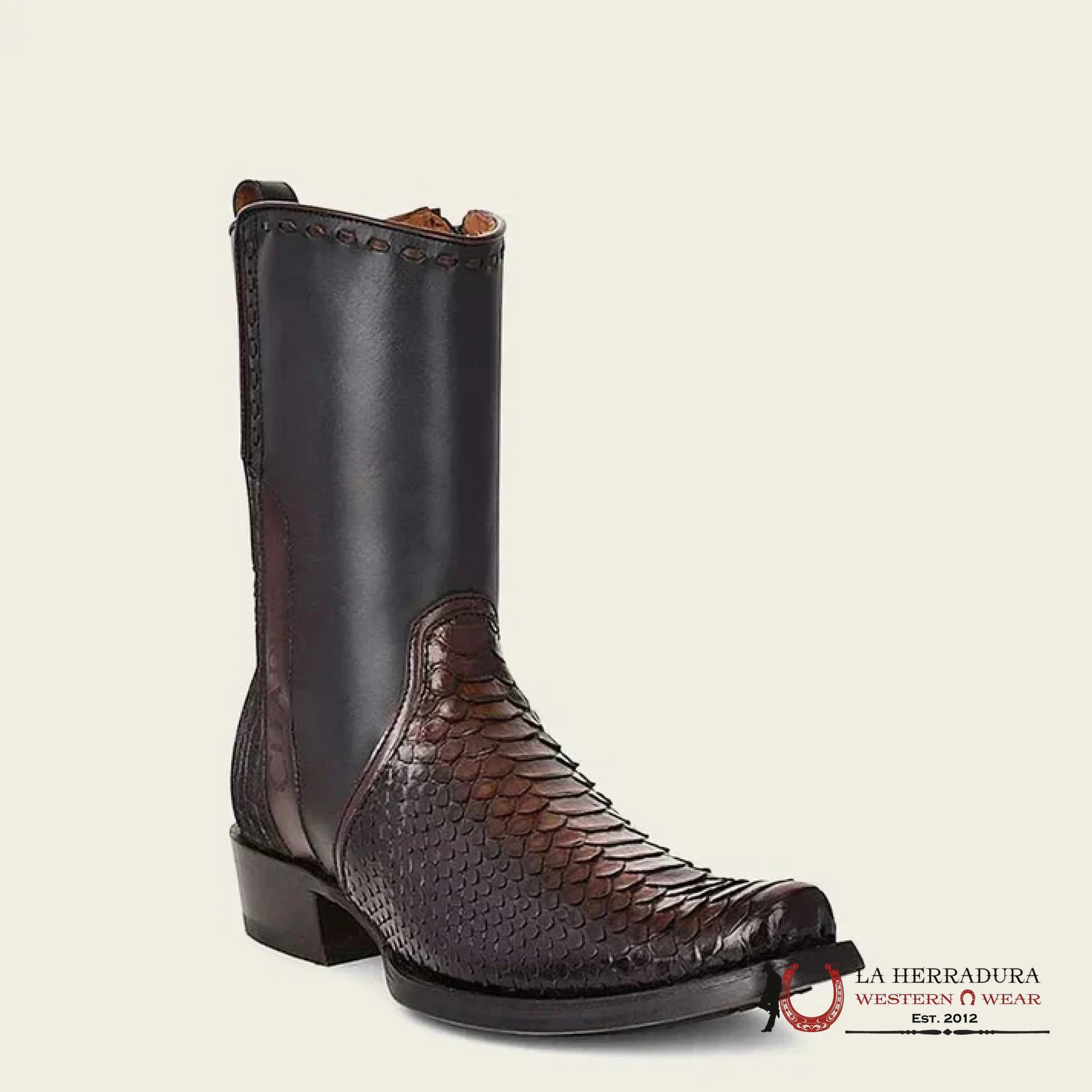 CUADRA SHORT BOOT PYTHON LISBOA BLACK NARROW TOE- CU557 BOTAS HOMBRES