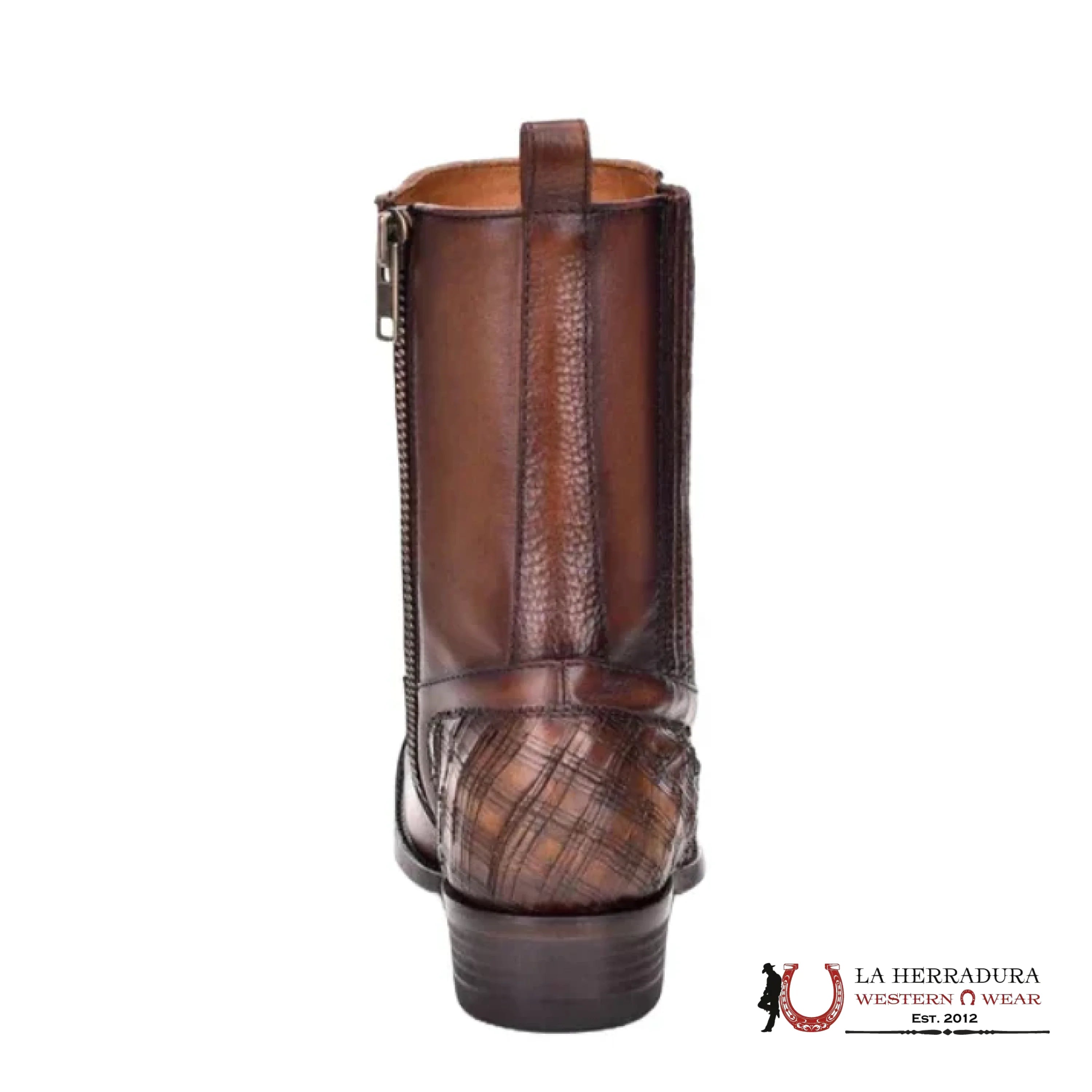 CUADRA SHORT BOOT RES PITBULL MIEL HONEY ZIPPER & STUDS NARROW SQAURE TOE - CU406 BOTAS HOMBRES