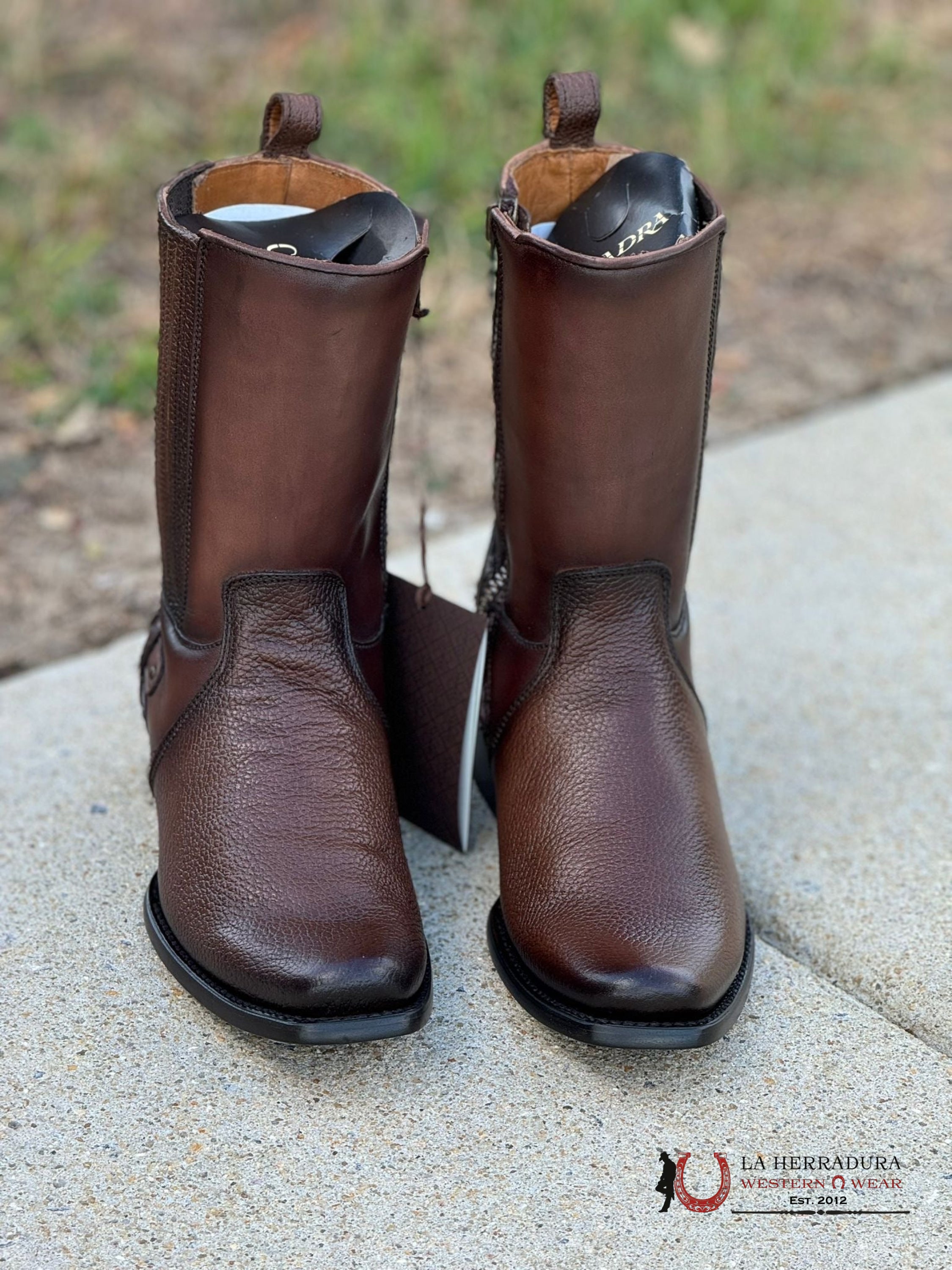 Cuadra Short Boot Res Pitbull Miel Honey Zipper & Studs Narrow Sqaure Toe Botas Hombres