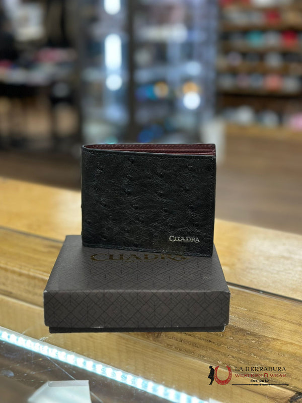 CARTERA CUADRA AVESTRUZ NEGRO MN