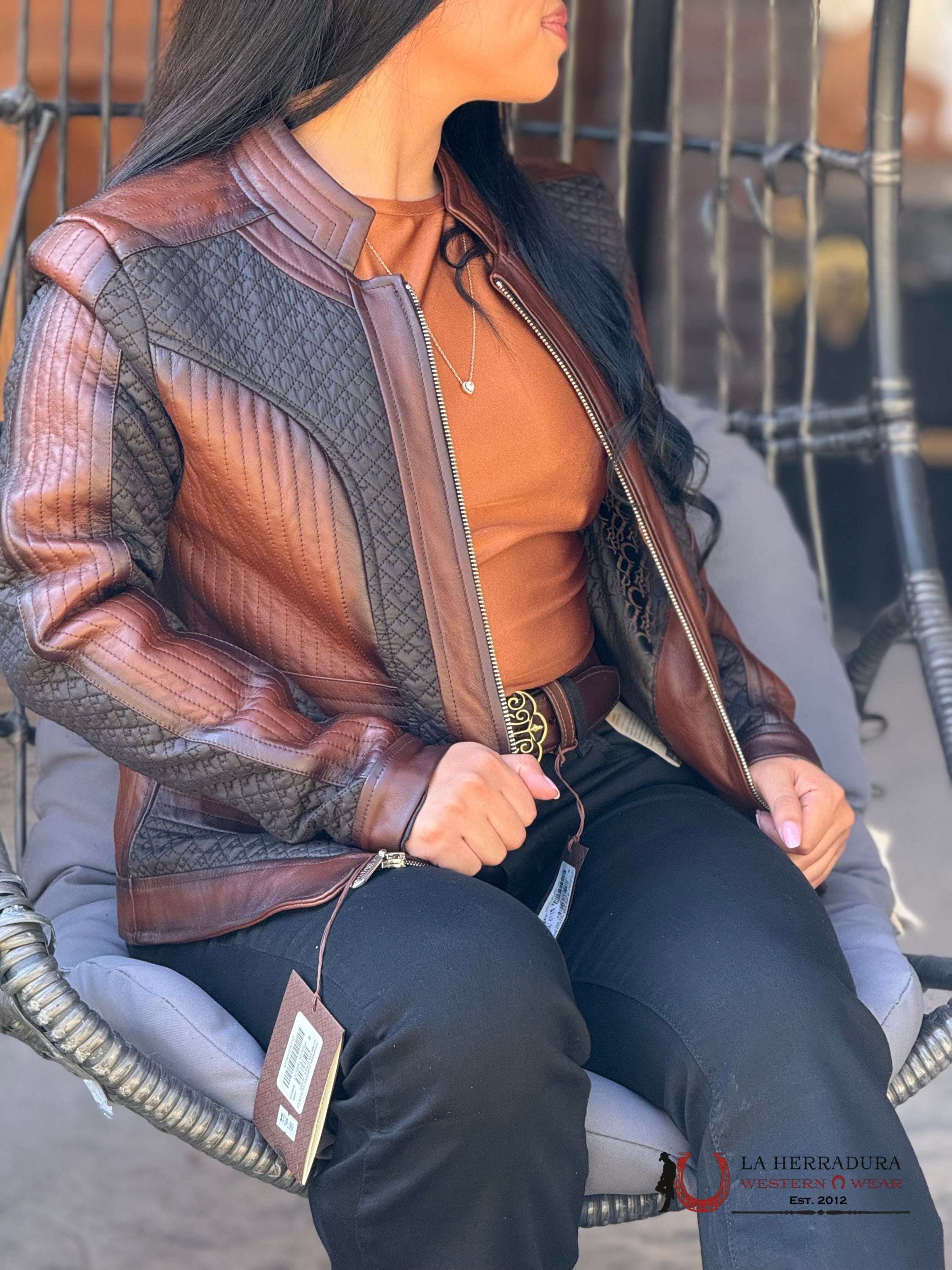 Cuadra Womens Brown Zipper Leather Jacket JC245