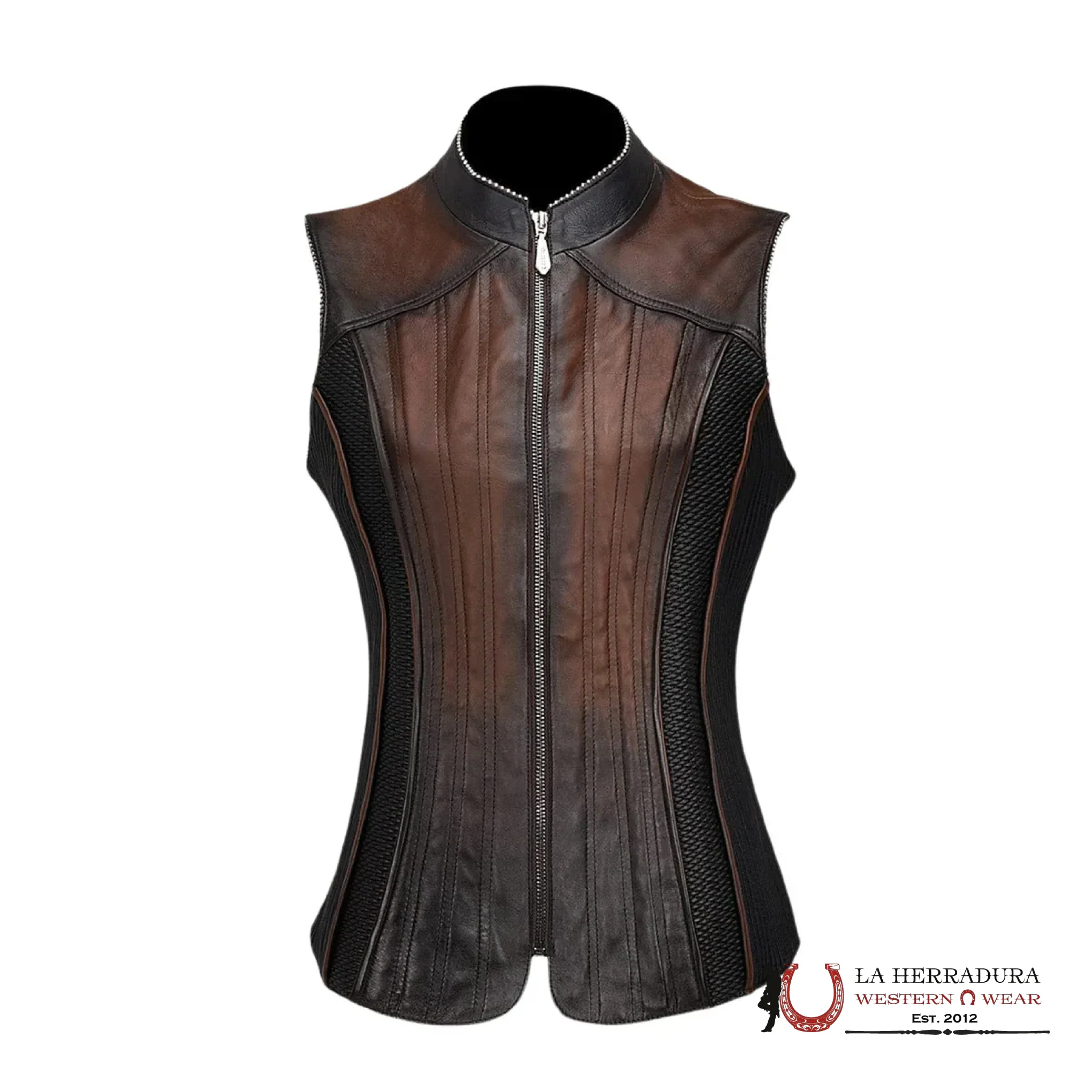 Cuadra Womens Victoria Floren embroidered brown leather vest JC238 ROPA MUJERES