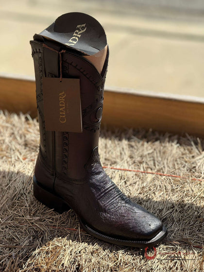 CUDRA CU784 BOOTS PANZA DE AVESTRUZ BLACK CHERRY LASER & WOVEN SQUARE TOE