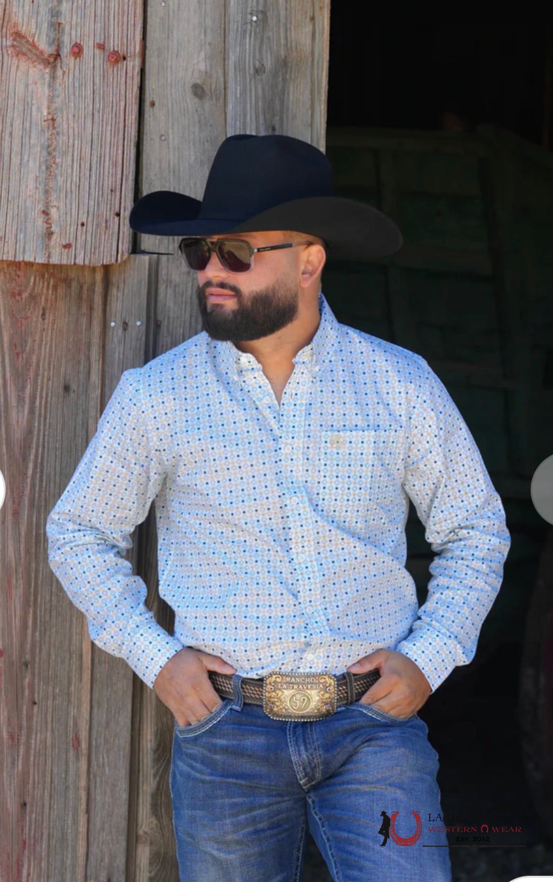 CUERO LINE MEN’S BLUE/YELLOW LONG SLEEVE STRIPED PRINT SKCL2023120 ROPA HOMBRES