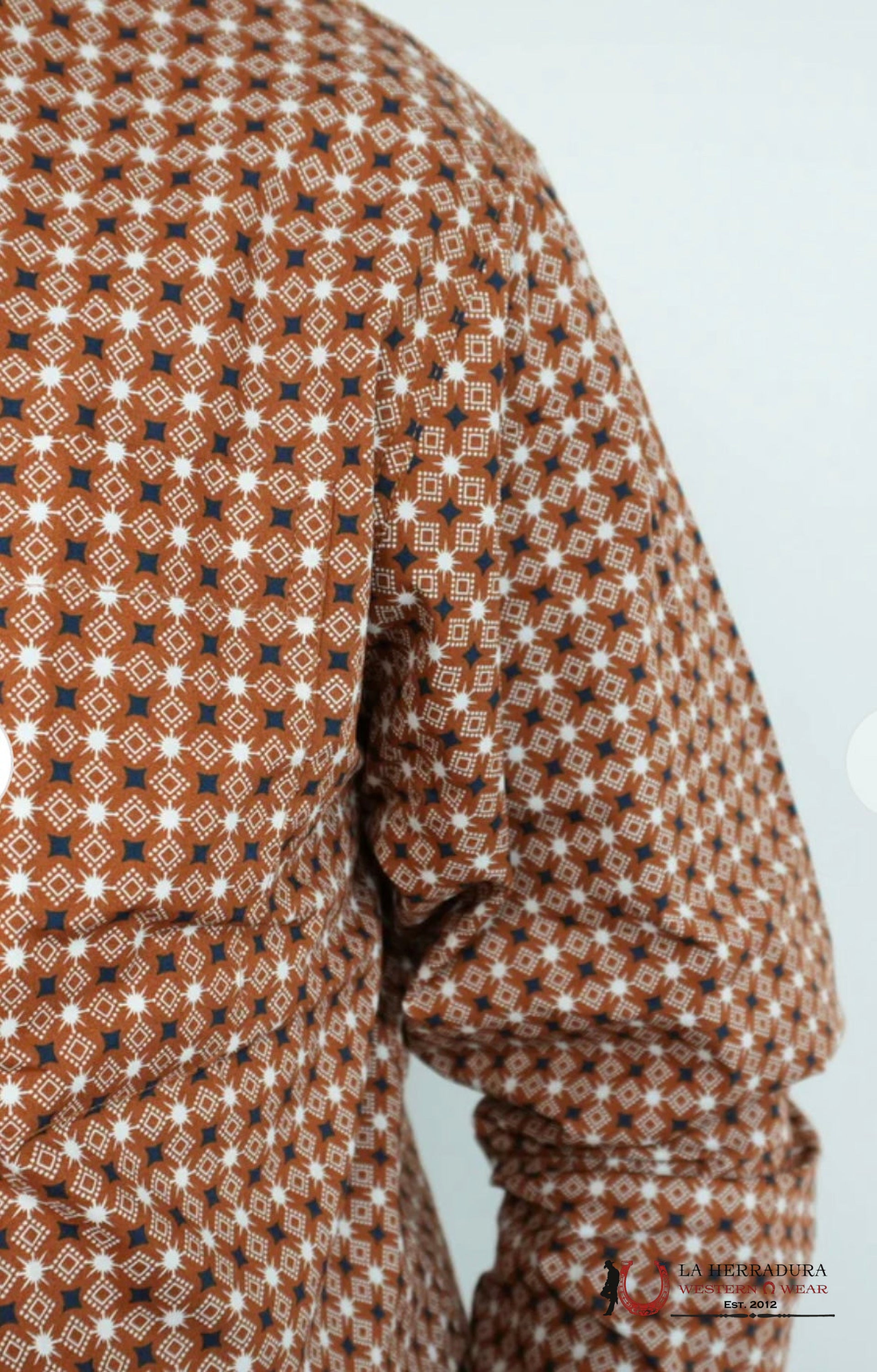 CUERO LINE MEN’S ORANGE LONG SLEEVE STRIPED PRINT ROPA HOMBRES