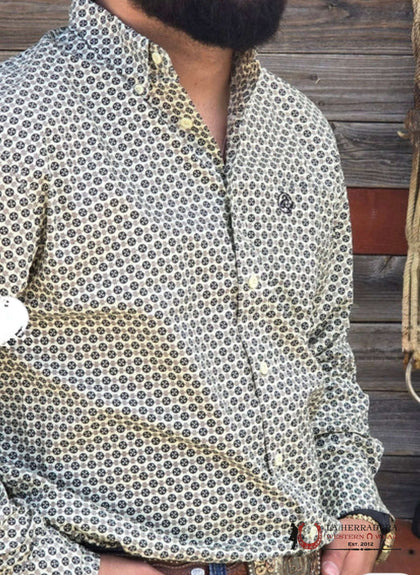 CUERO LINE MEN’S YELLOW/BLACK LONG SLEEVE STRIPED  PRINT