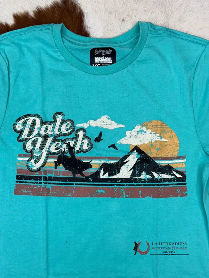 Dale Brisby X Rock&Roll Graphic Tee Western Mountain Turquoise Short Sleeve T-Shirt Ropa Hombres