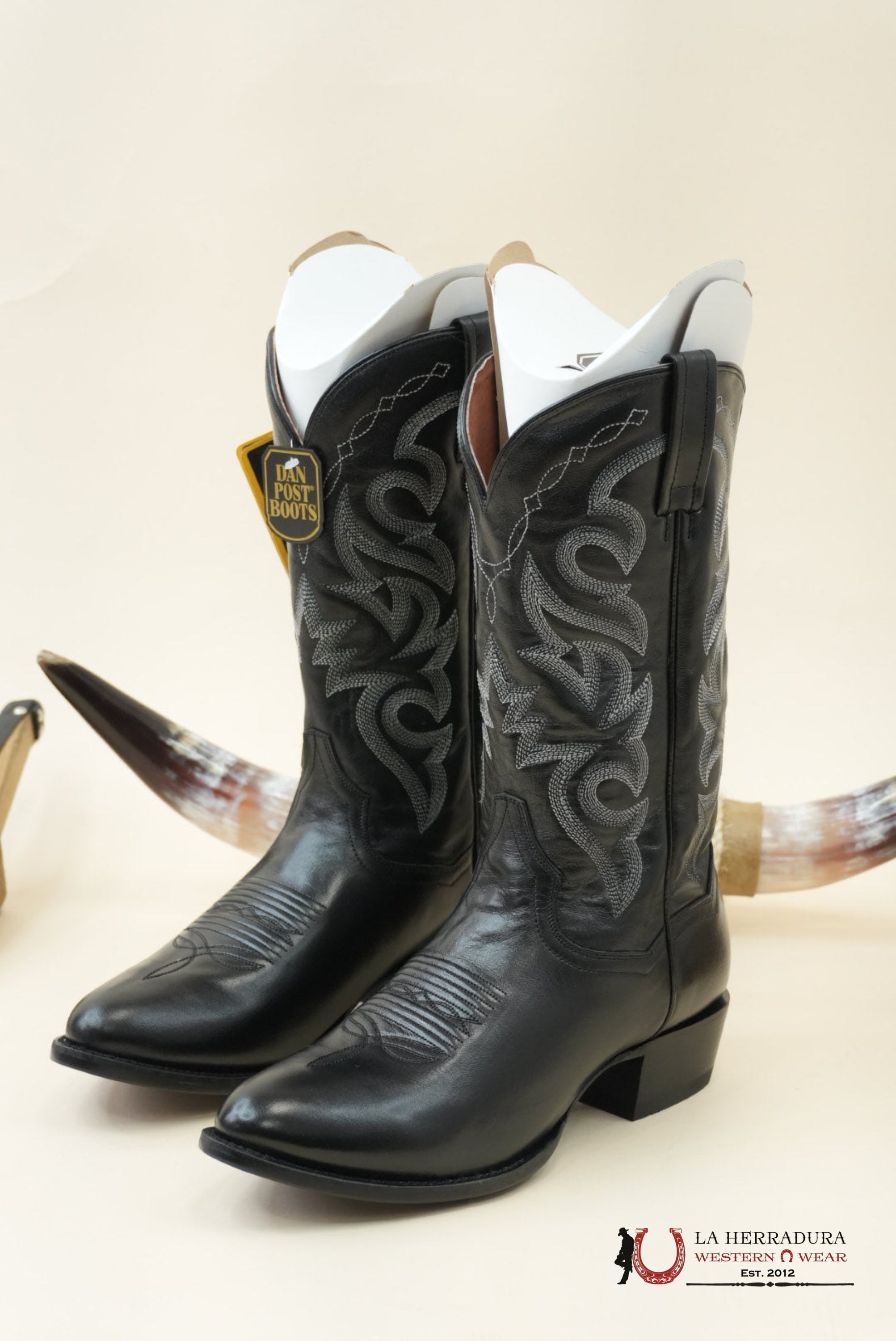 DAN POST BLACK MIGNON CORONA ROUND TOE BOOT MENS BOTAS MUJERES