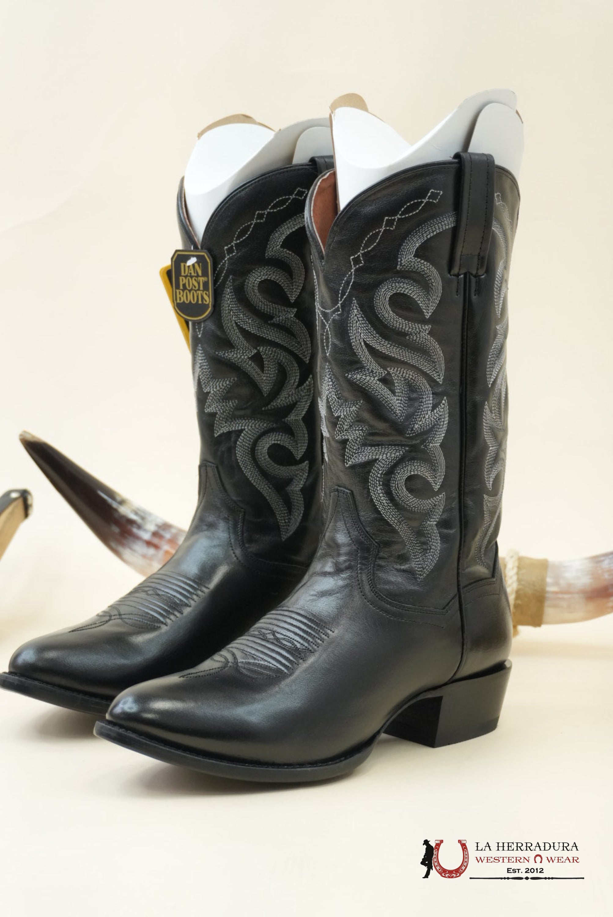 DAN POST BLACK MIGNON CORONA ROUND TOE BOOT MENS BOTAS MUJERES