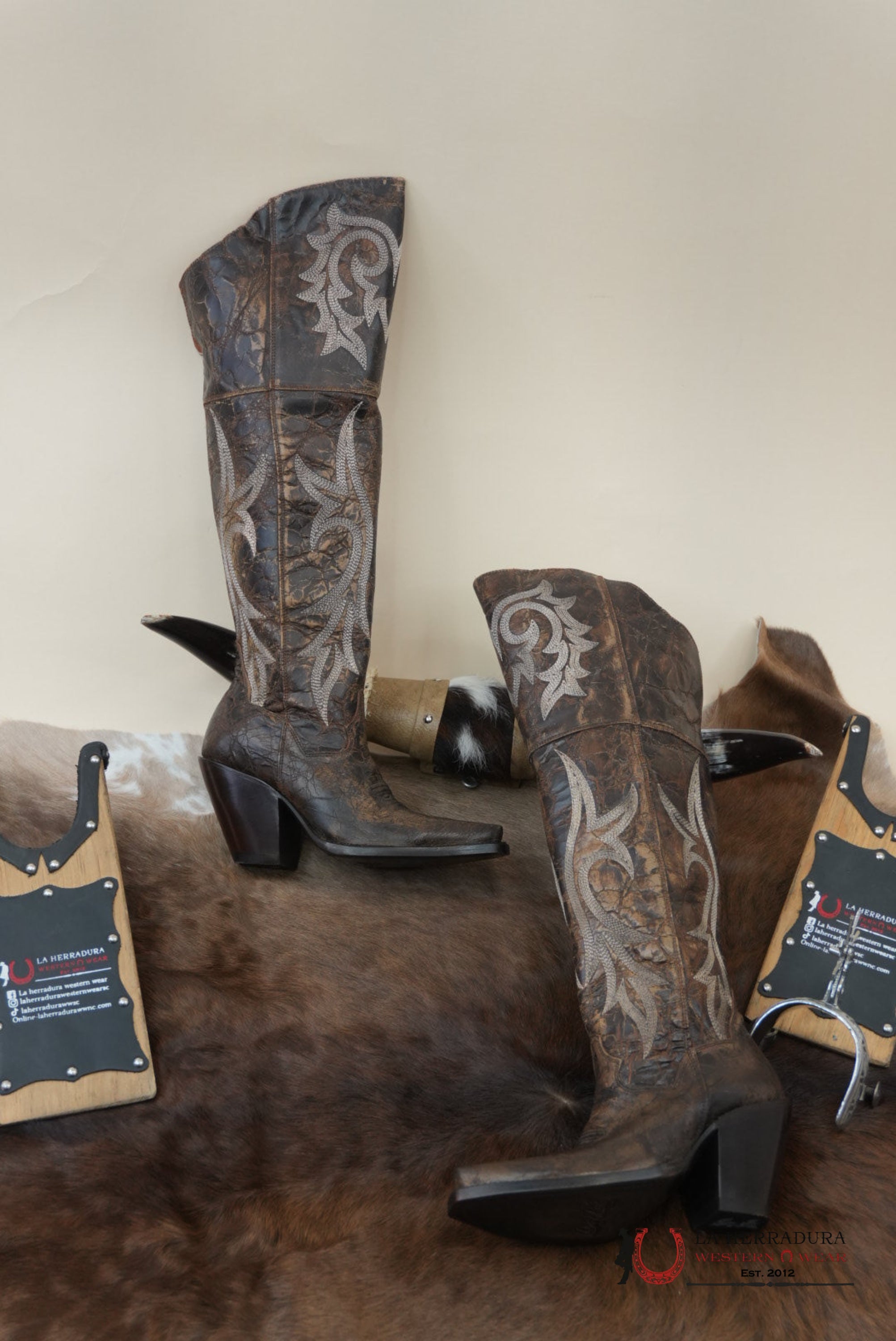 DAN POST BROWN JILTED LEATHER SNIP TOE TALL BOOT WOME BOTAS MUJERES