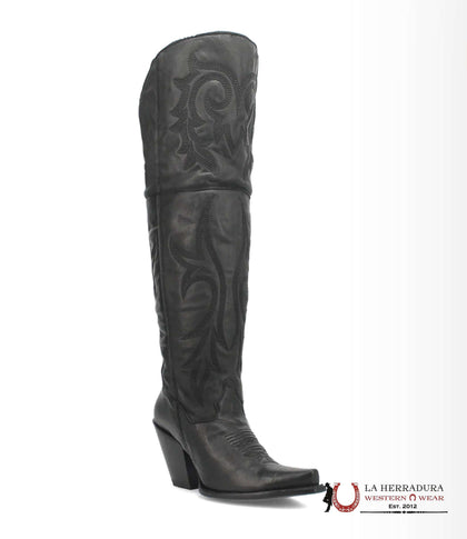 BOTA ALTA DAN POST JILTED NEGRA PIEL GENUINA PUNTA EN PICO -DP3789