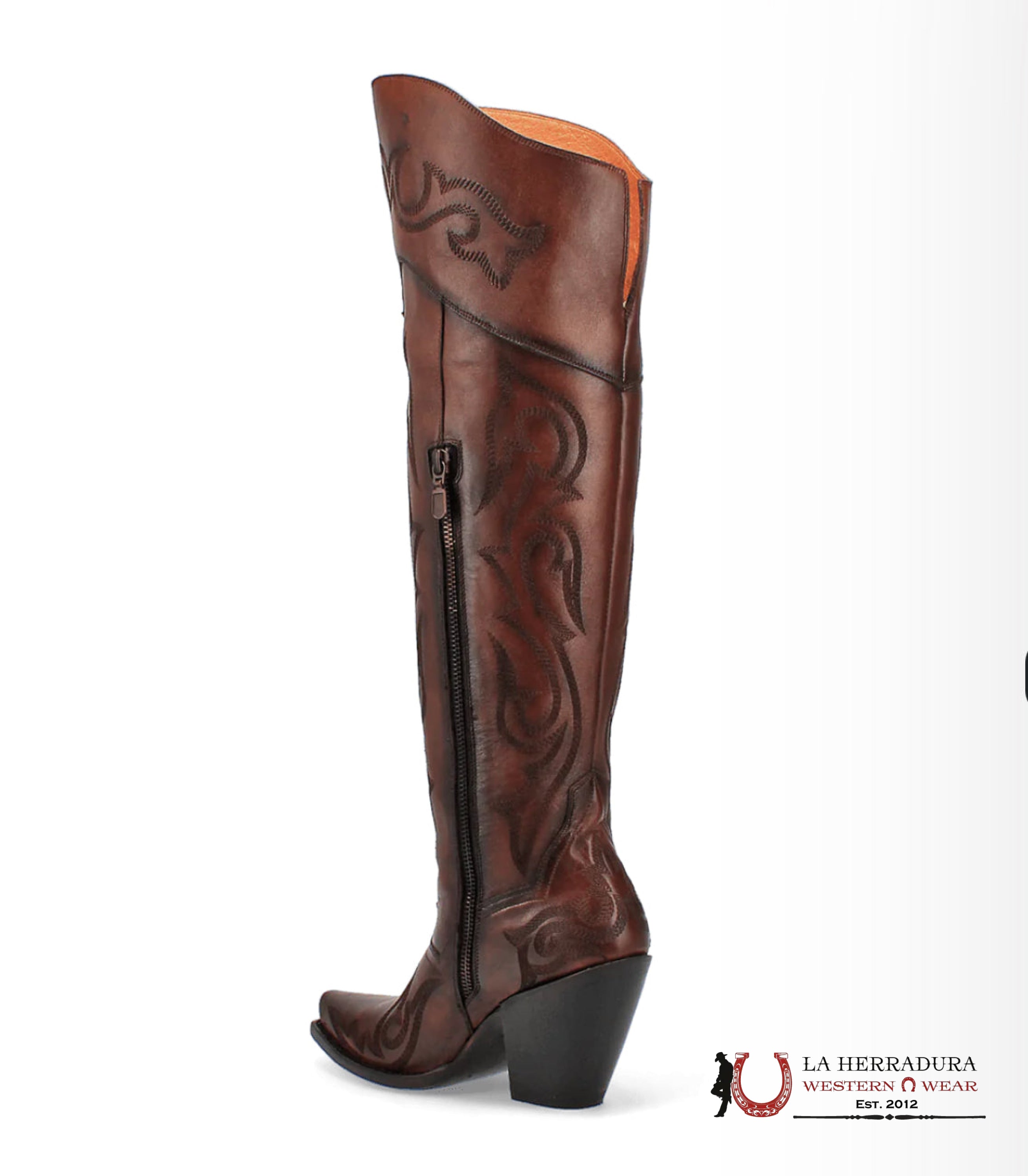 DAN POST SEDUCTRESS CHESTNUT LEATHER SNIP TOE TALL BOOT WOMEN BOTAS MUJERES