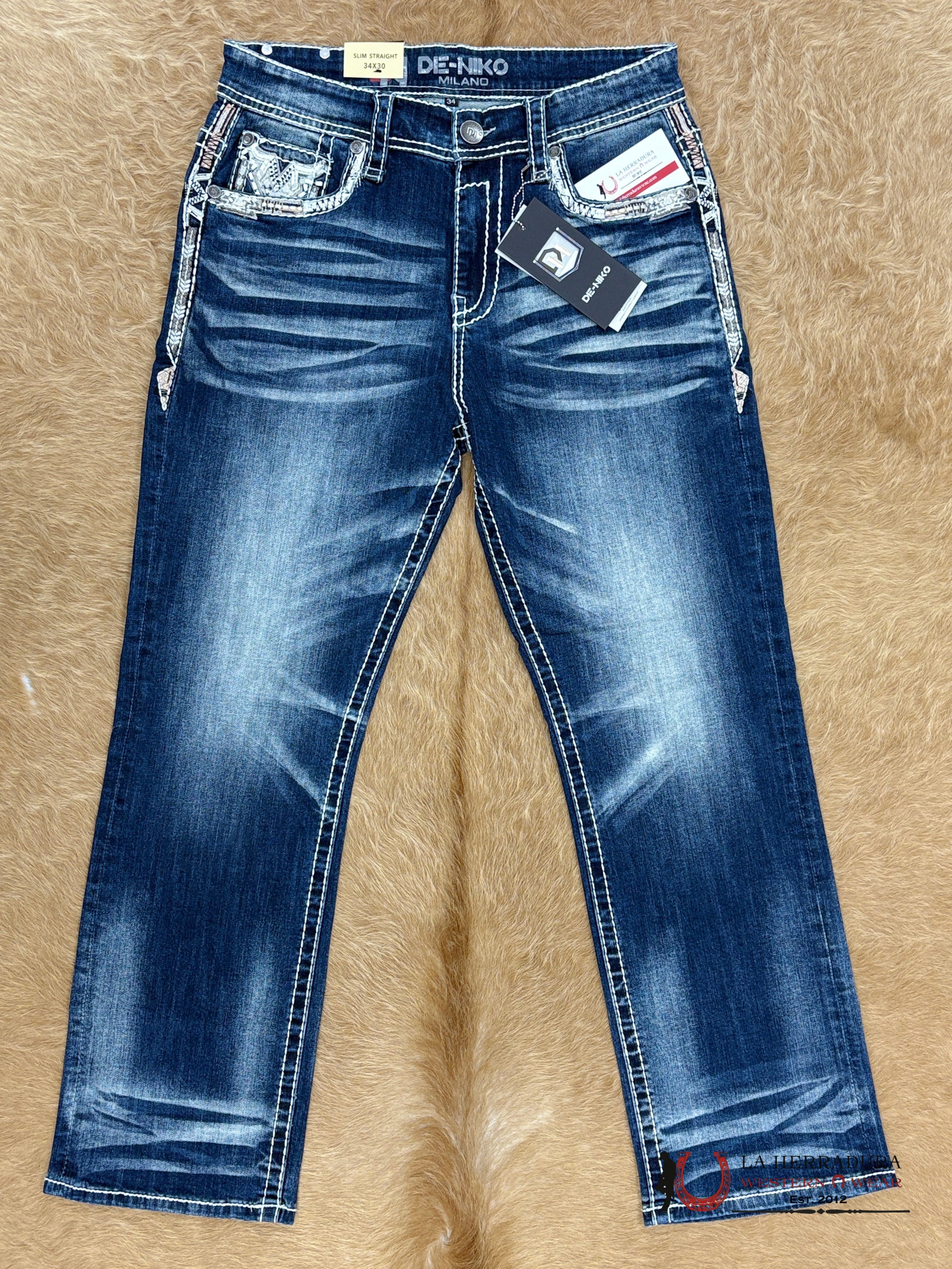 DE NIKO MENS JEANS SLIM STRAIGHT- DN-037DK ROPA HOMBRES