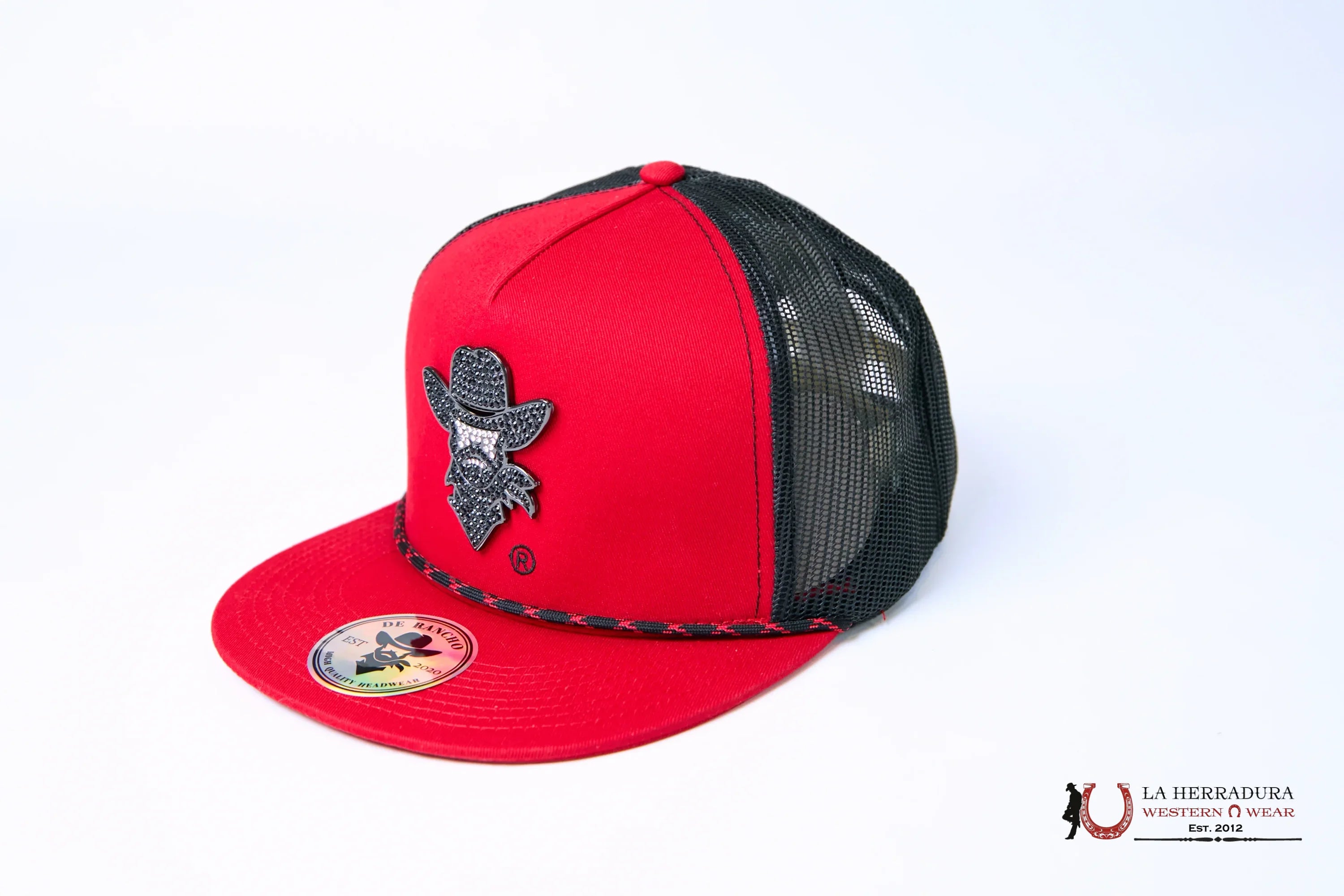 DE RANCHO BLACK Style 2024 rojo adiamantado HAT CAPS MENS GORRAS HOMBRES