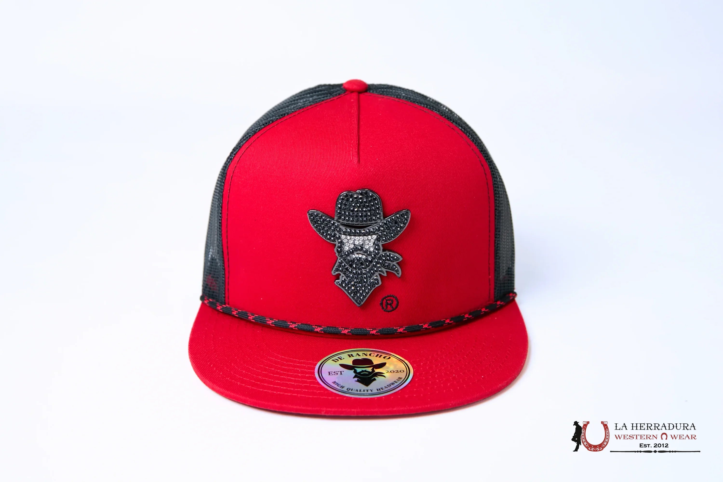 DE RANCHO BLACK Style 2024 rojo adiamantado HAT CAPS MENS GORRAS HOMBRES
