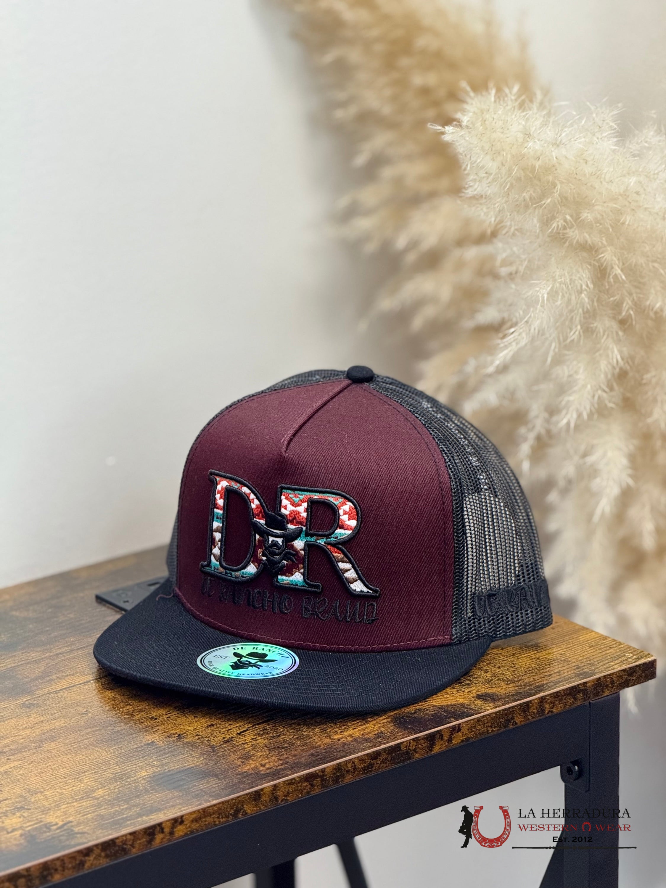 DE RANCHO BLACK Style 205 guinda con negro hat CAPS MENS GORRAS HOMBRES