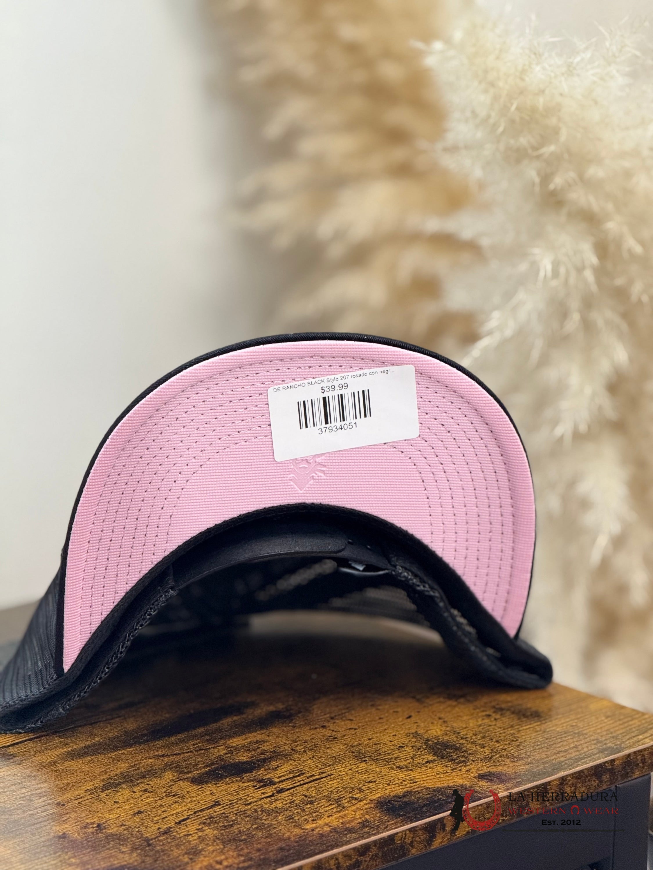 DE RANCHO BLACK Style 207 rosado con negro HAT CAPS MENS GORRAS HOMBRES