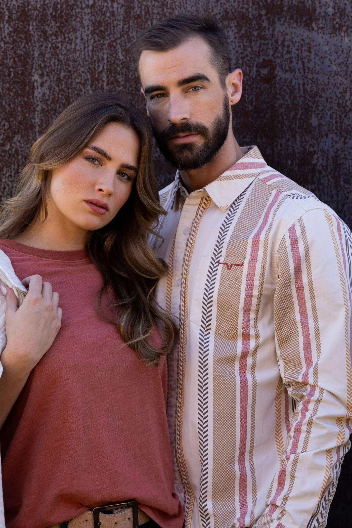 KIMES RANCH MEN DOUBLE TAP STRIPE NATURAL SHIRT