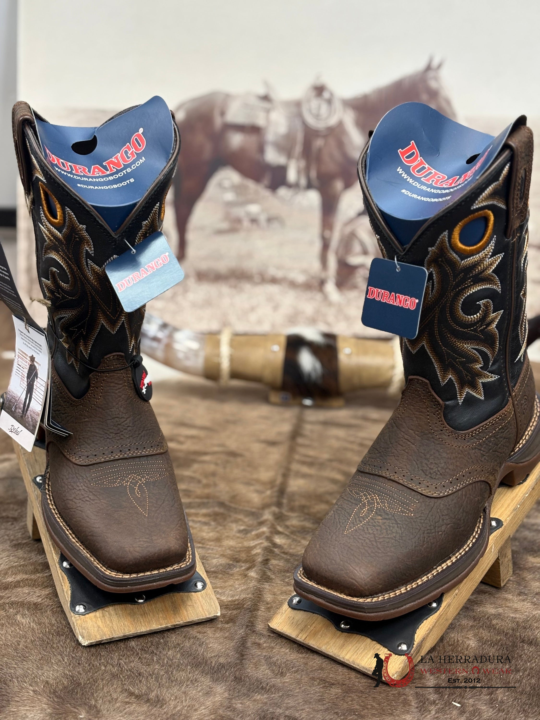 DURANGO Dark Brown With Yellow Stiching MEN WORK Boot - DDB0499