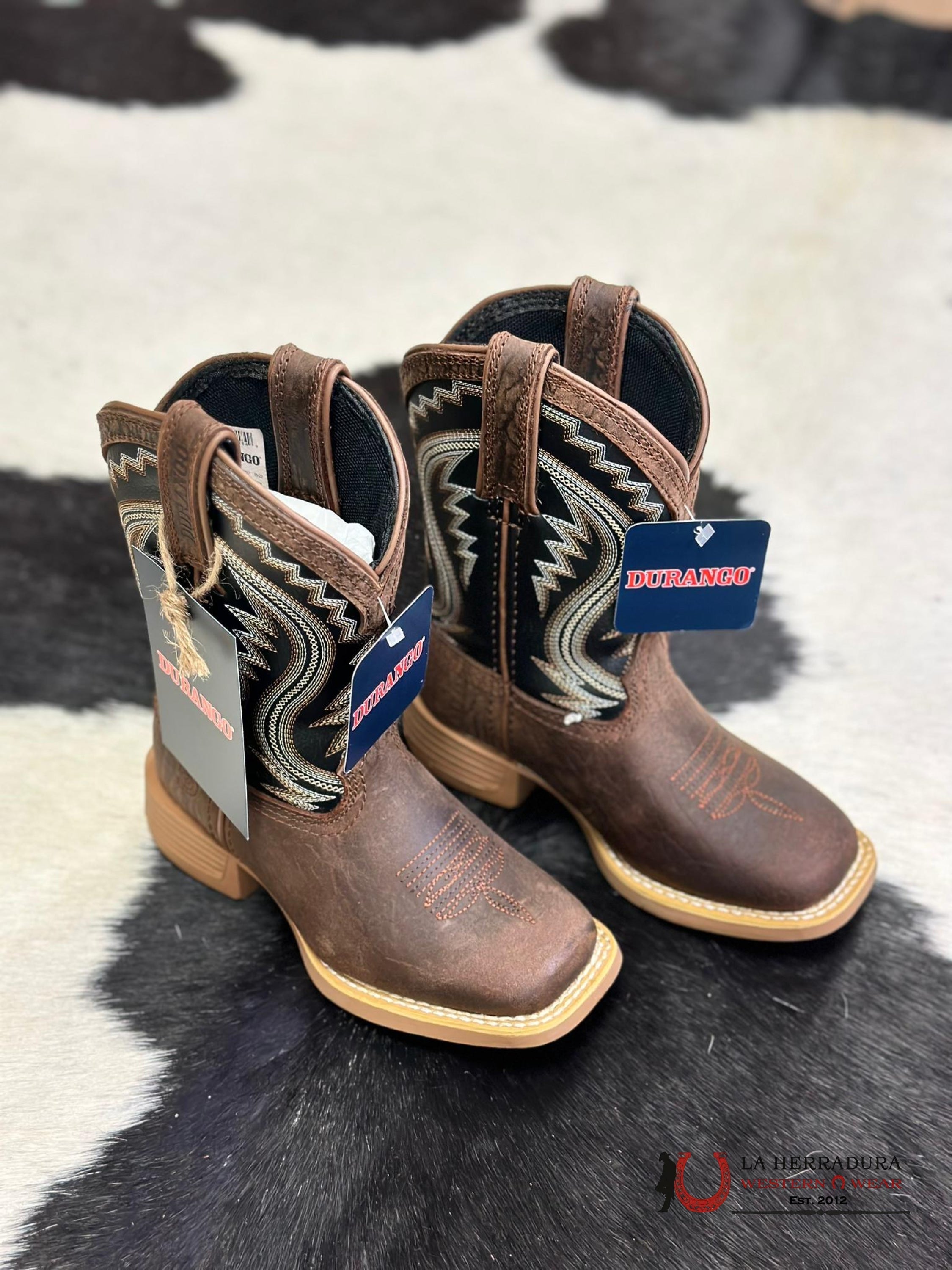 DURANGO KIDS BOOTS BLACK TUBE TOP BLACK LEATHER -DBT0237 NIÑOS