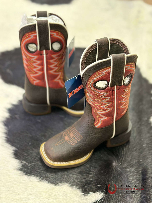 BOTAS DURANGO PARA NIÑOS CON CAÑA ROJA Y NARANJA -DBT022C