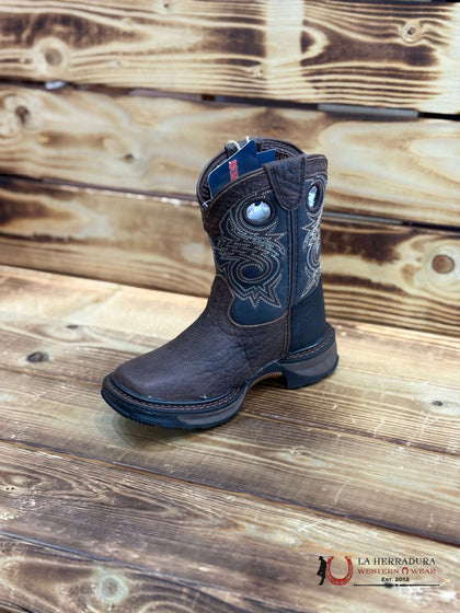 BOTAS DURANGO PARA NIÑOS SUELA DE GOMA TUBO ALTO NEGRAS -DBT0228