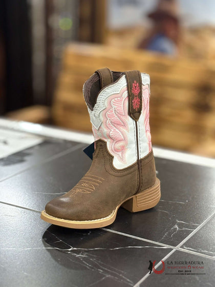 BOTAS DE NIÑA DURANGO TUBO BLANCO/ROSA -DBT0242