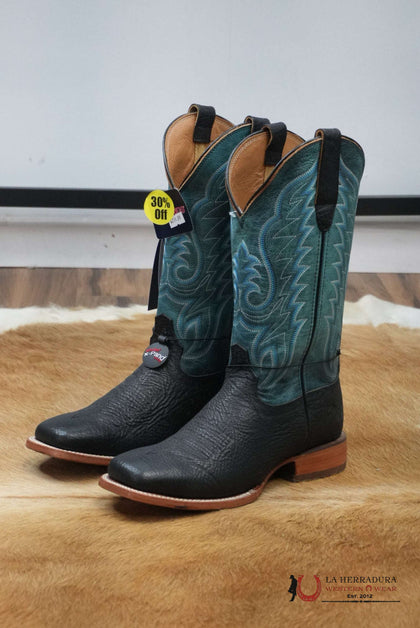 Bota de trabajo para hombre Durango, negra con costuras de color verde azulado DDB0413