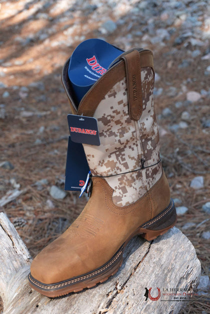 BOTA DE TRABAJO PARA HOMBRE DURANGO MAVERICK XP MARRÓN CAMUFLAJE MILITAR PUNTERA DE ACERO EN TUBO (impermeable, resistente al deslizamiento y al aceite) - DDB0207
