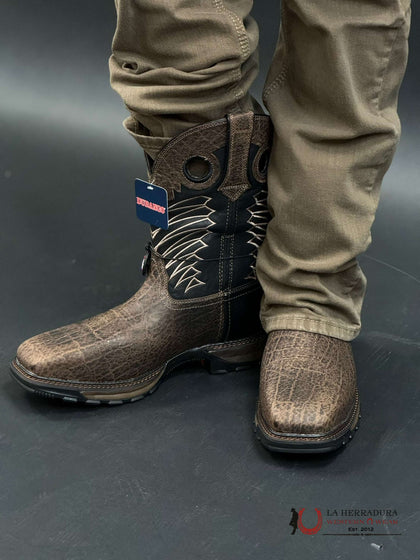 BOTA DE TRABAJO PARA HOMBRE DURANGO MAVERICK XP MARRÓN OSCURO TUBO NEGRO PUNTA DE ACERO DDB0176