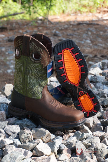 BOTA DE TRABAJO PARA HOMBRE DURANGO MAVERICK XP MARRÓN OSCURO TUBO VERDE DDB0177