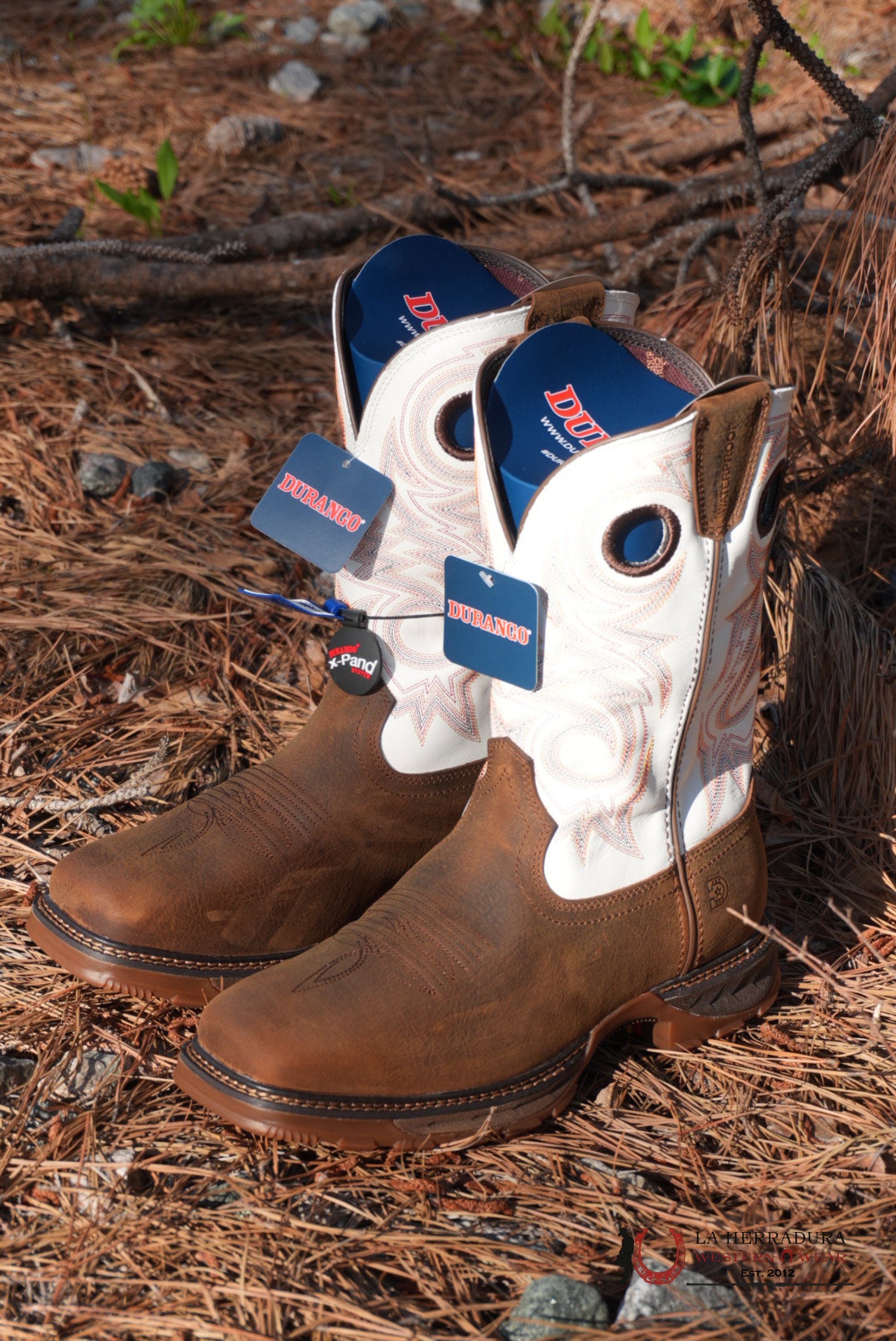 DURANGO MENS WORK BOOT MAVERICK XP DARK BROWN WHITE RED STITCH TUBE DDB0302