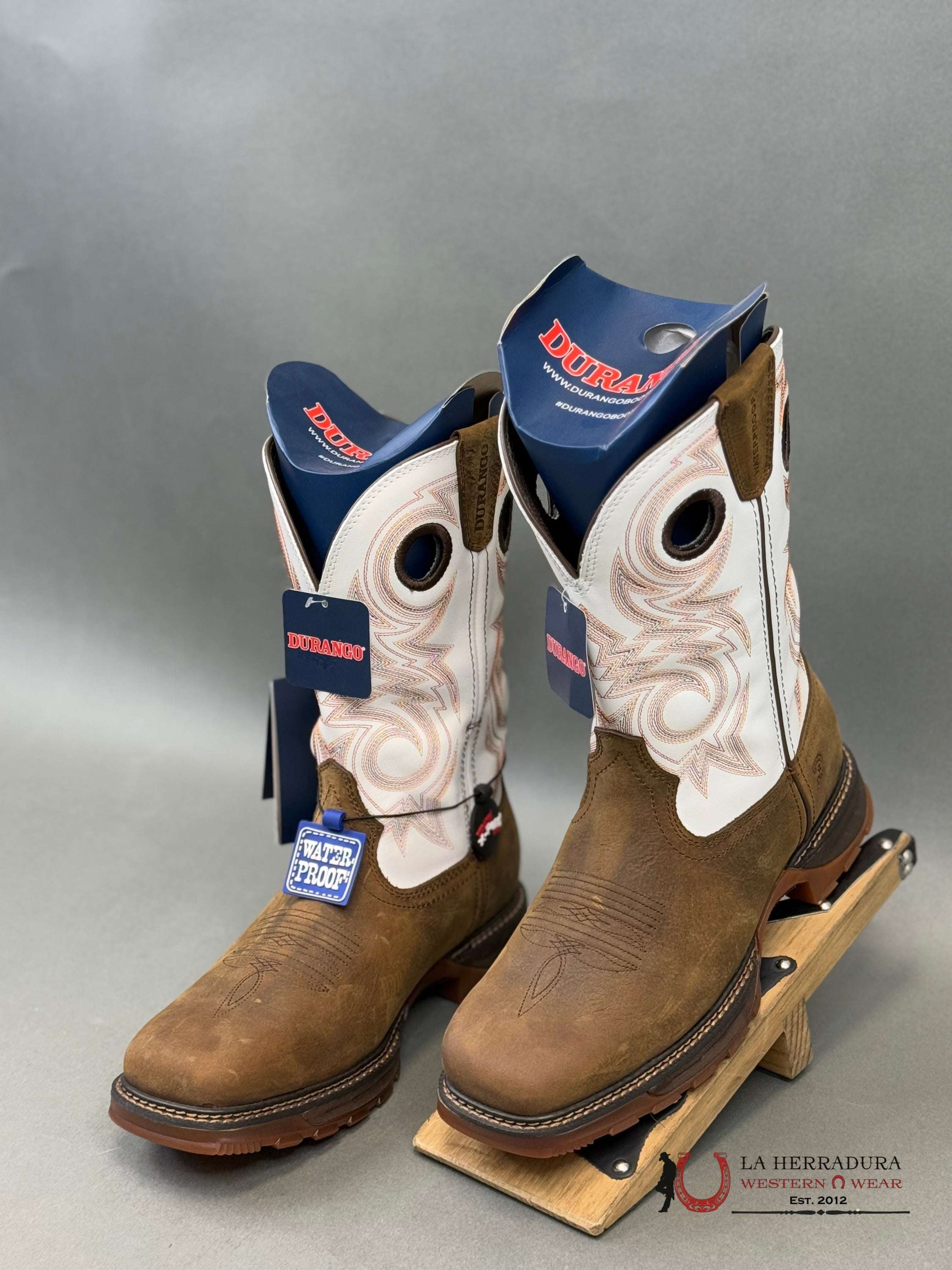 DURANGO MENS WORK BOOT MAVERICK XP DARK BROWN WHITE RED STITCH TUBE DD