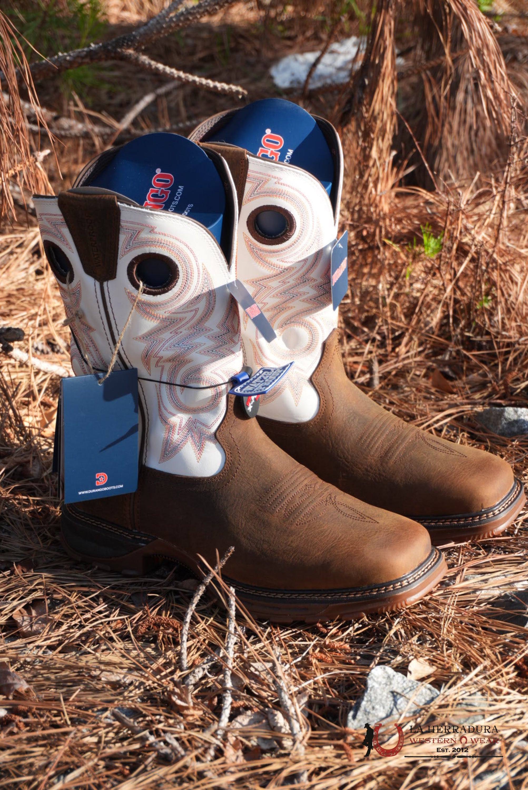 DURANGO MENS WORK BOOT MAVERICK XP DARK BROWN WHITE RED STITCH TUBE DDB0302