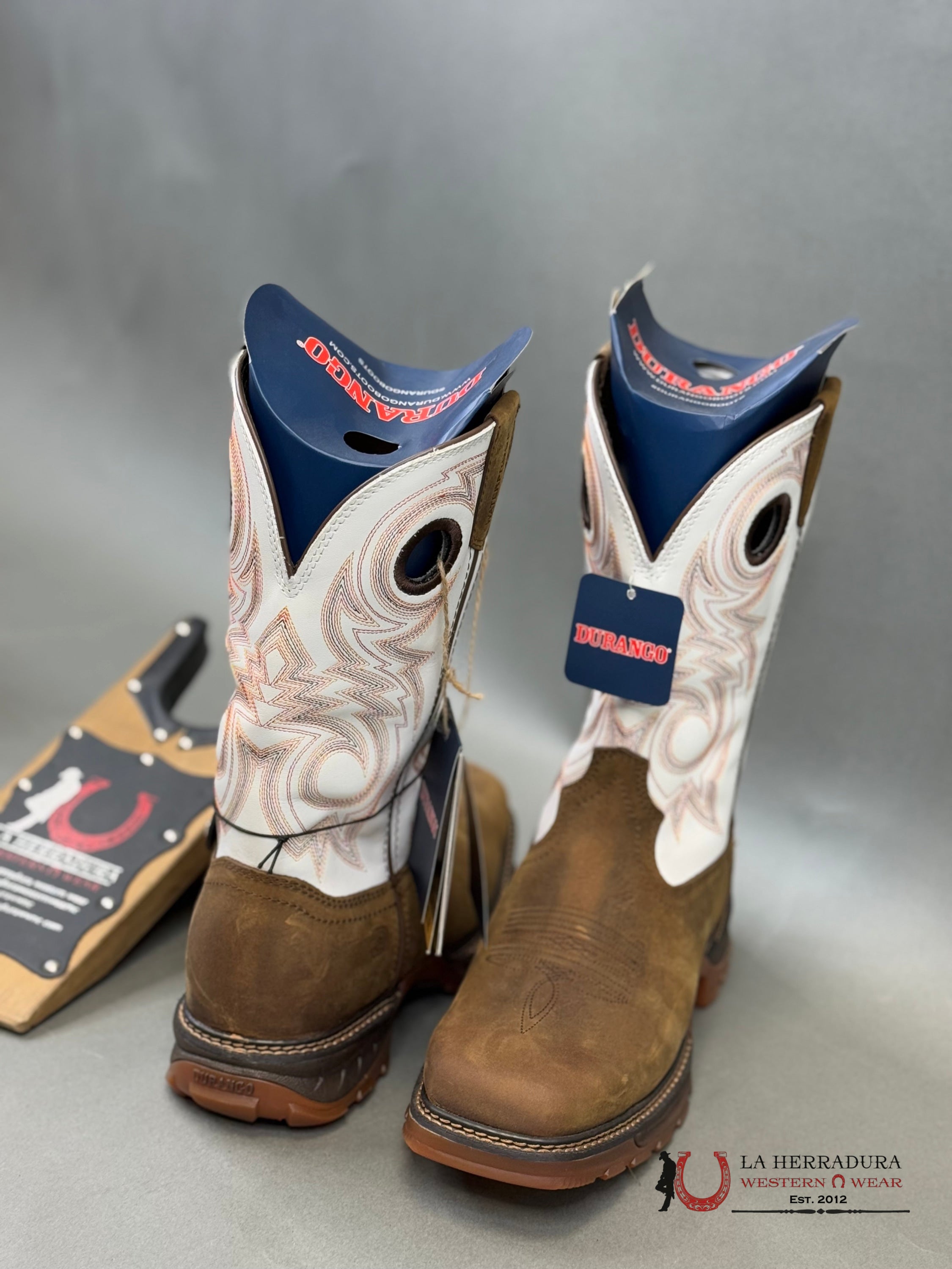DURANGO MENS WORK BOOT MAVERICK XP DARK BROWN WHITE RED STITCH TUBE DD