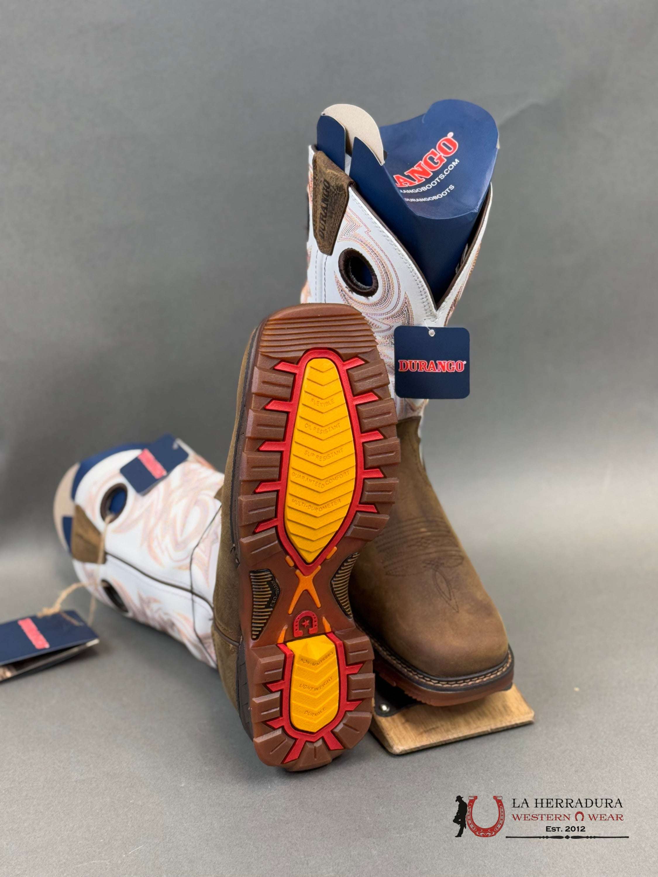 DURANGO MENS WORK BOOT MAVERICK XP DARK BROWN WHITE RED STITCH TUBE DD