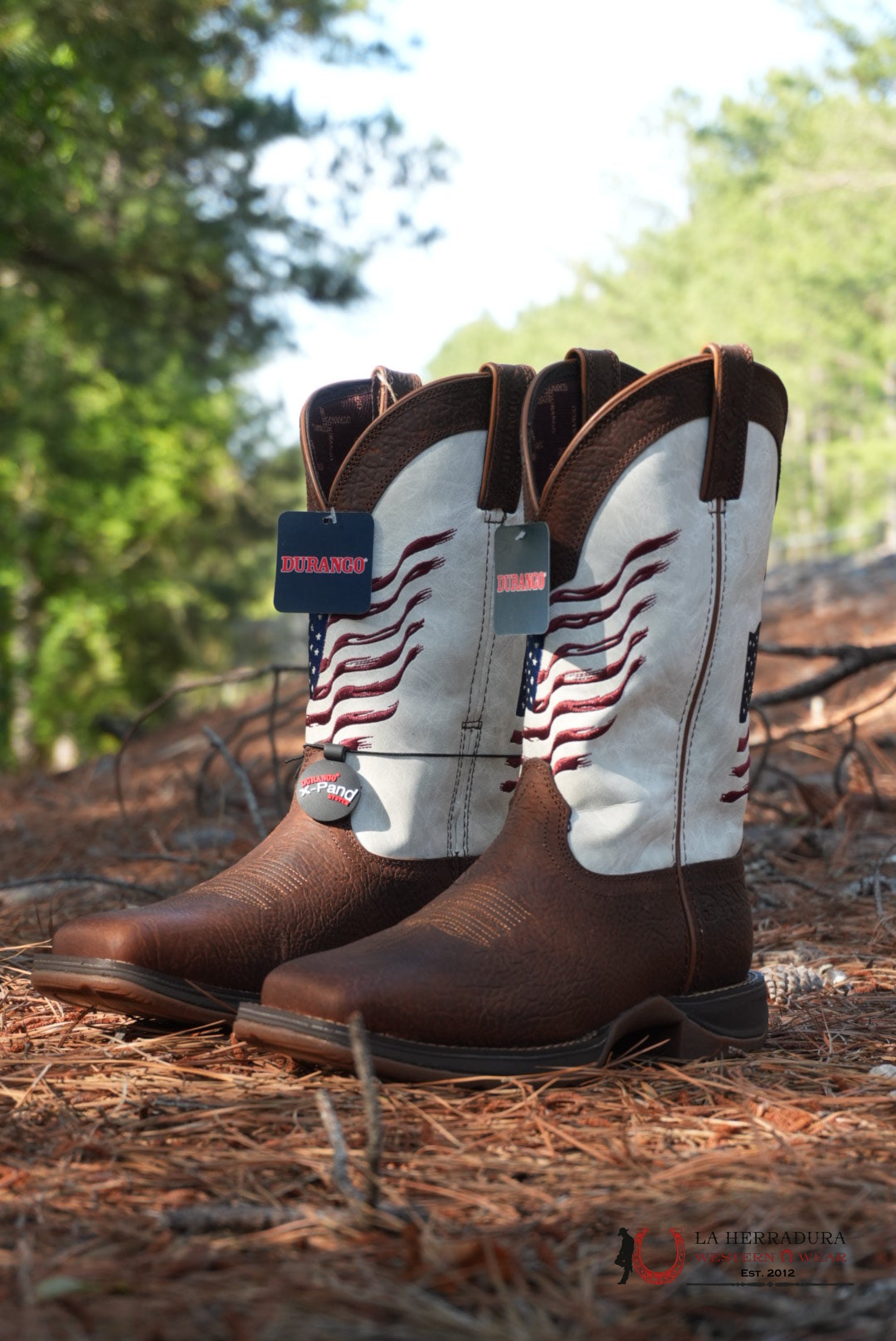 DURANGO MENS WORK BOOT REBEL BROWN WHITE AMERICAN FLAG TUBE DDB0312